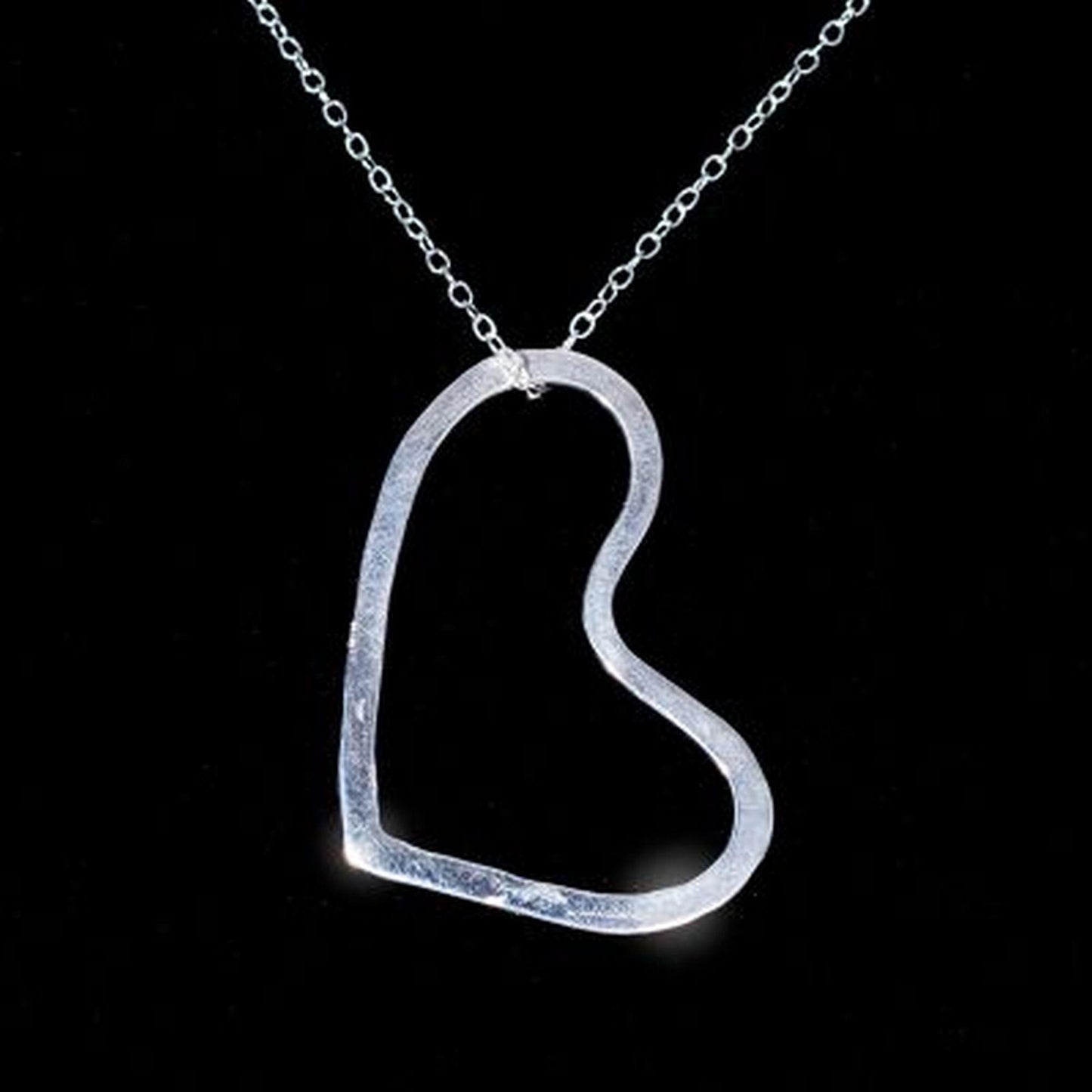 Argentium Silver Chunky Heart Necklace, Modern Tarnish Resistant Jewelry Gift for Women