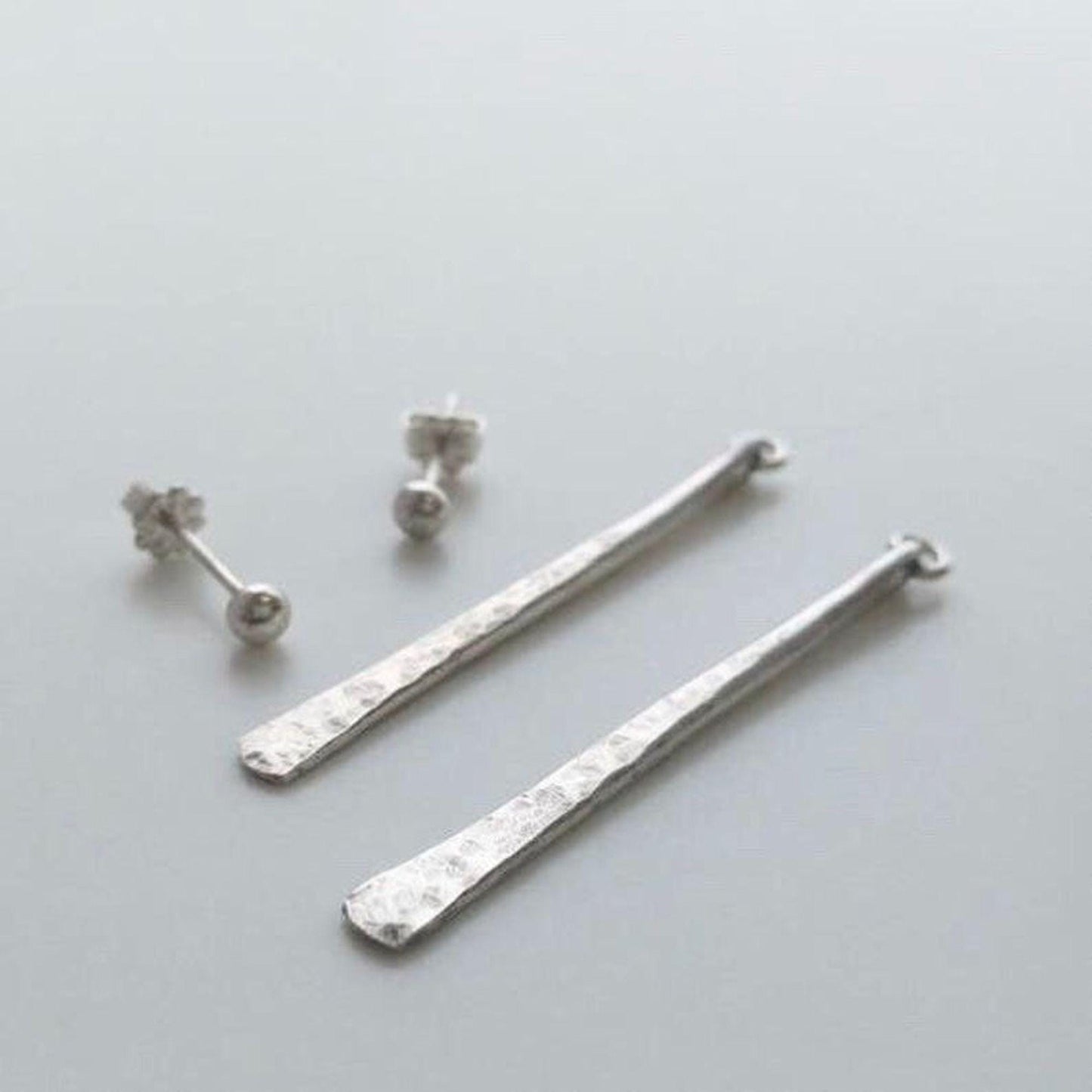 Hammered Argentium Silver Ear Jacket Earrings, Modern Boho, Tarnish Resistant