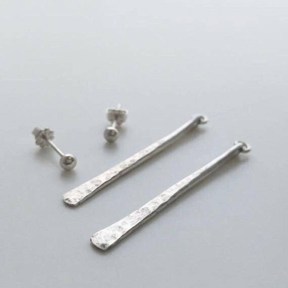 Hammered Argentium Silver Ear Jacket Earrings, Modern Boho, Hypoallergenic and Tarnish Resistant