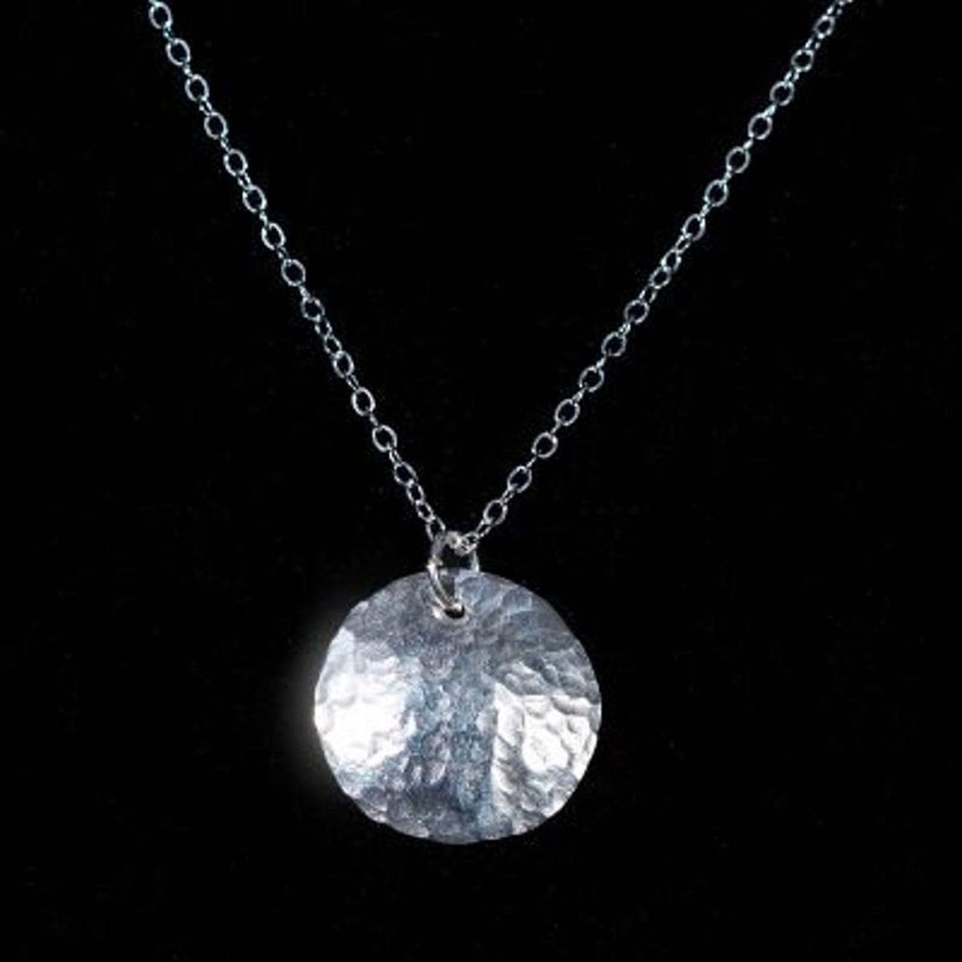 Hammered Argentium Silver Disc Necklace, Modern Everyday Layering Jewelry, Tarnish Resistant, Eco Friendly