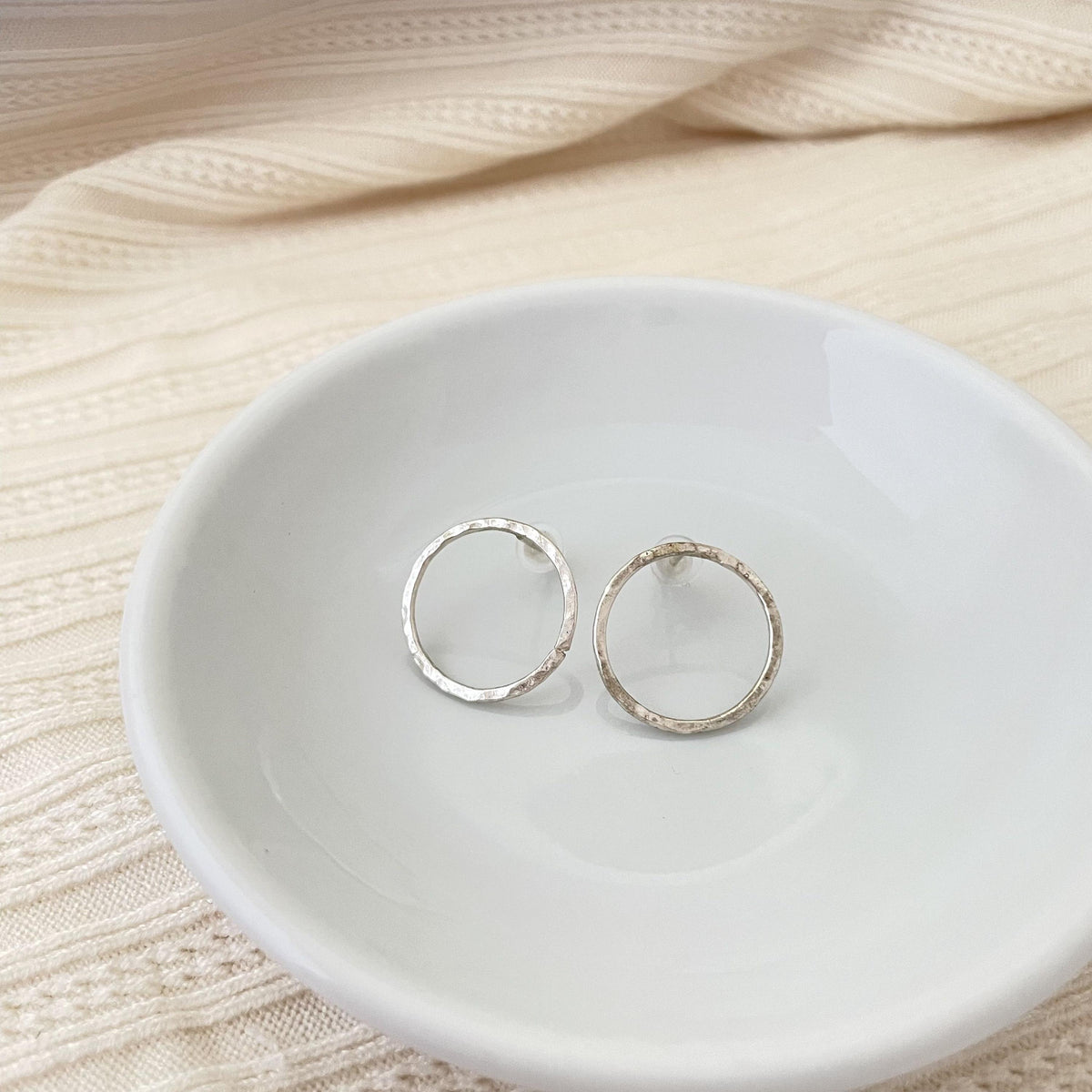 Handcrafted Argentium Silver Hoop Stud Earrings, Tarnish Free and Hypoallergenic Modern Jewelry