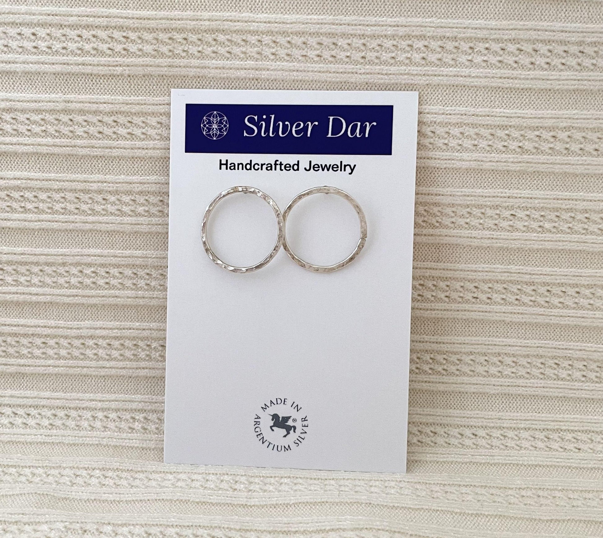 Handcrafted Argentium Silver Hoop Stud Earrings, Tarnish Free and Hypoallergenic Modern Jewelry
