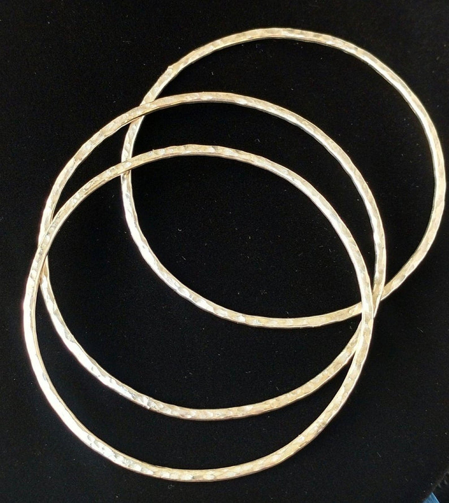 Set of 3 Hammered Argentium Silver Bangles, Minimalist Unisex Jewelry