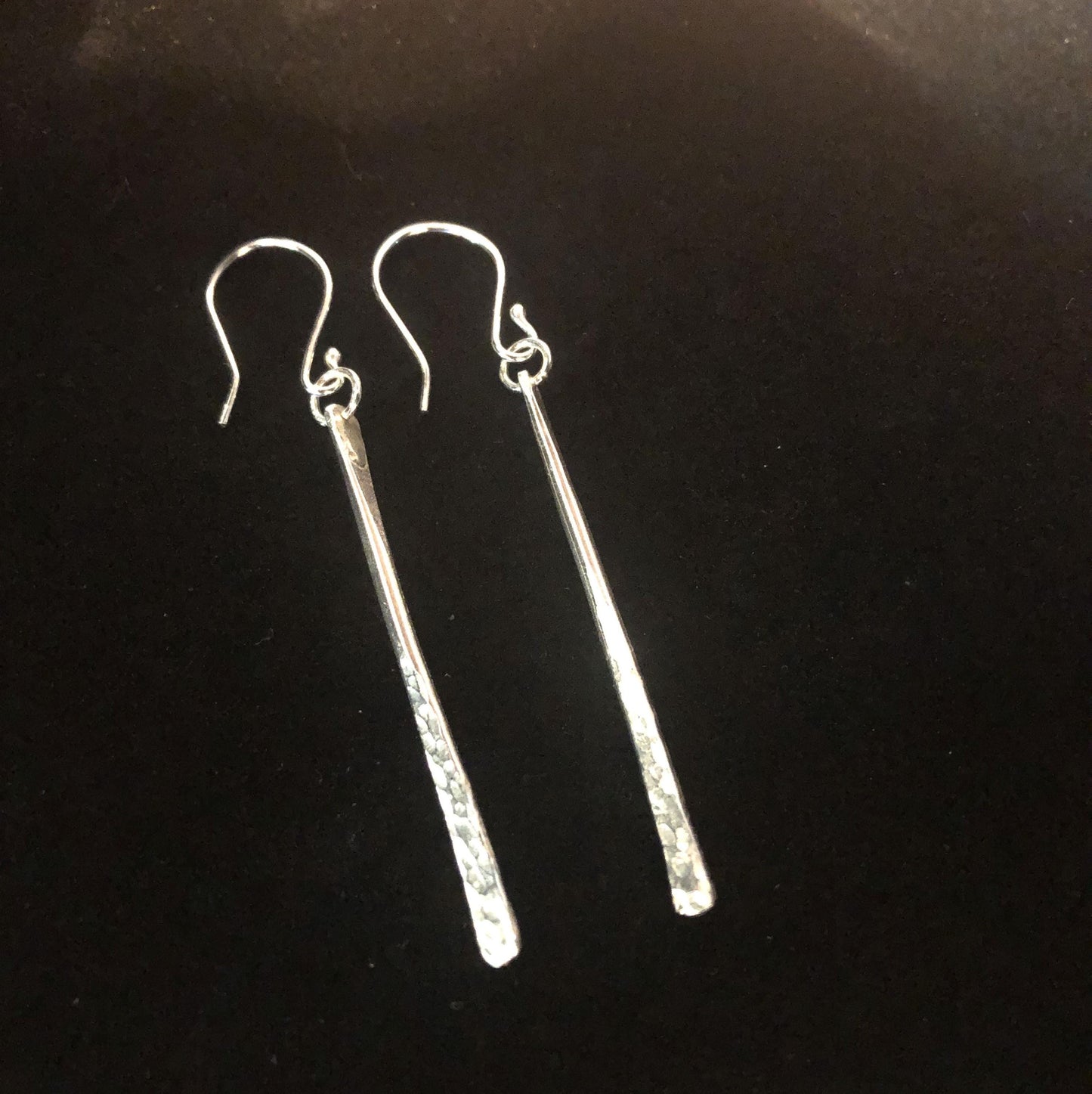 Hammered Argentium Silver Bar Earrings, Modern Hypoallergenic and Tarnish Resistant Jewelry