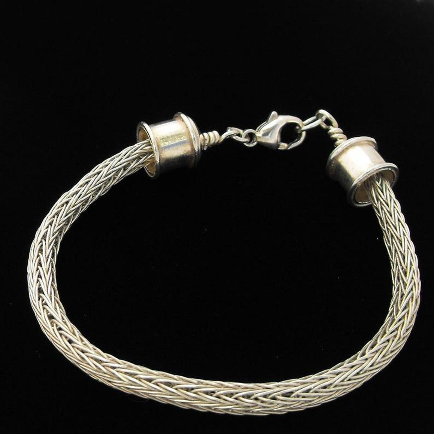 Viking Knit Argentium Silver Bracelet, Handwoven Wire, Unisex Artisan Jewelry