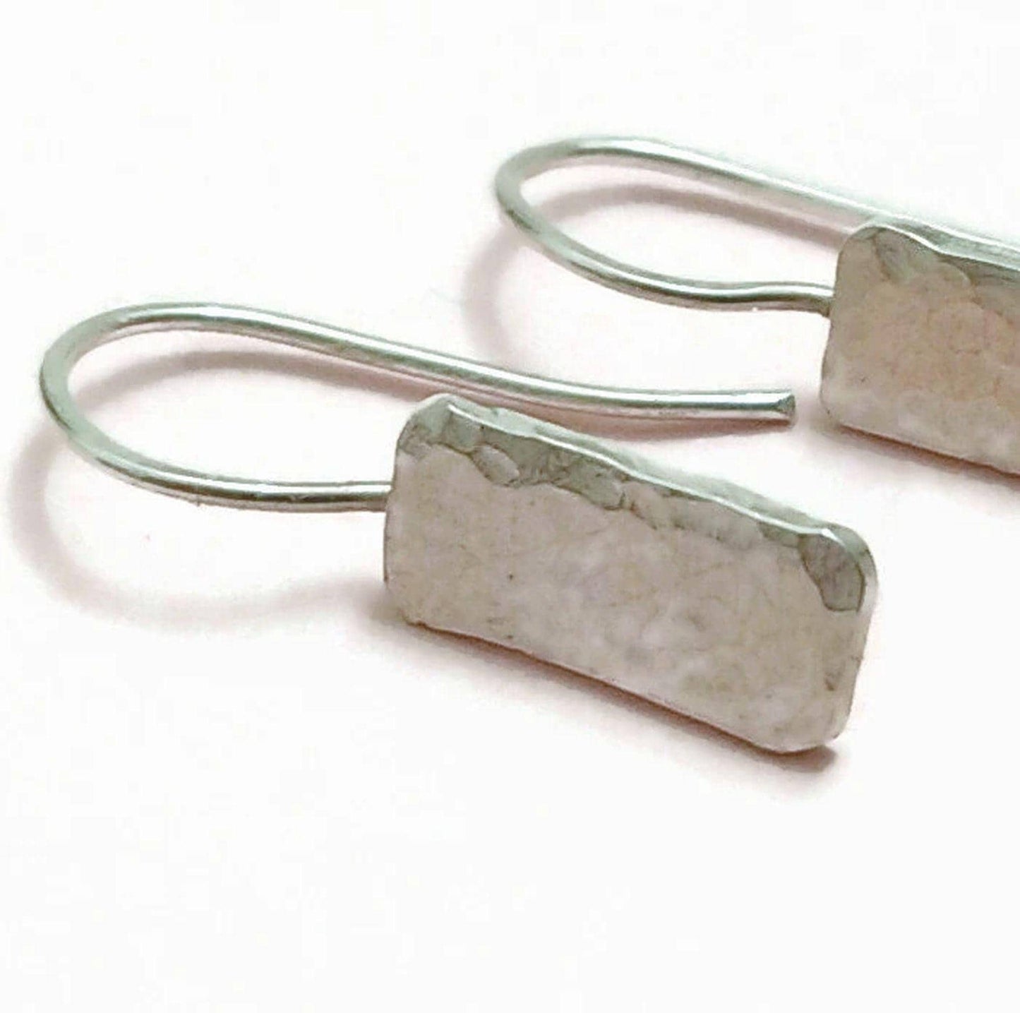 Handcrafted Argentium Silver Hammered Drop Earrings, Hypoallergenic Dangle Jewelry