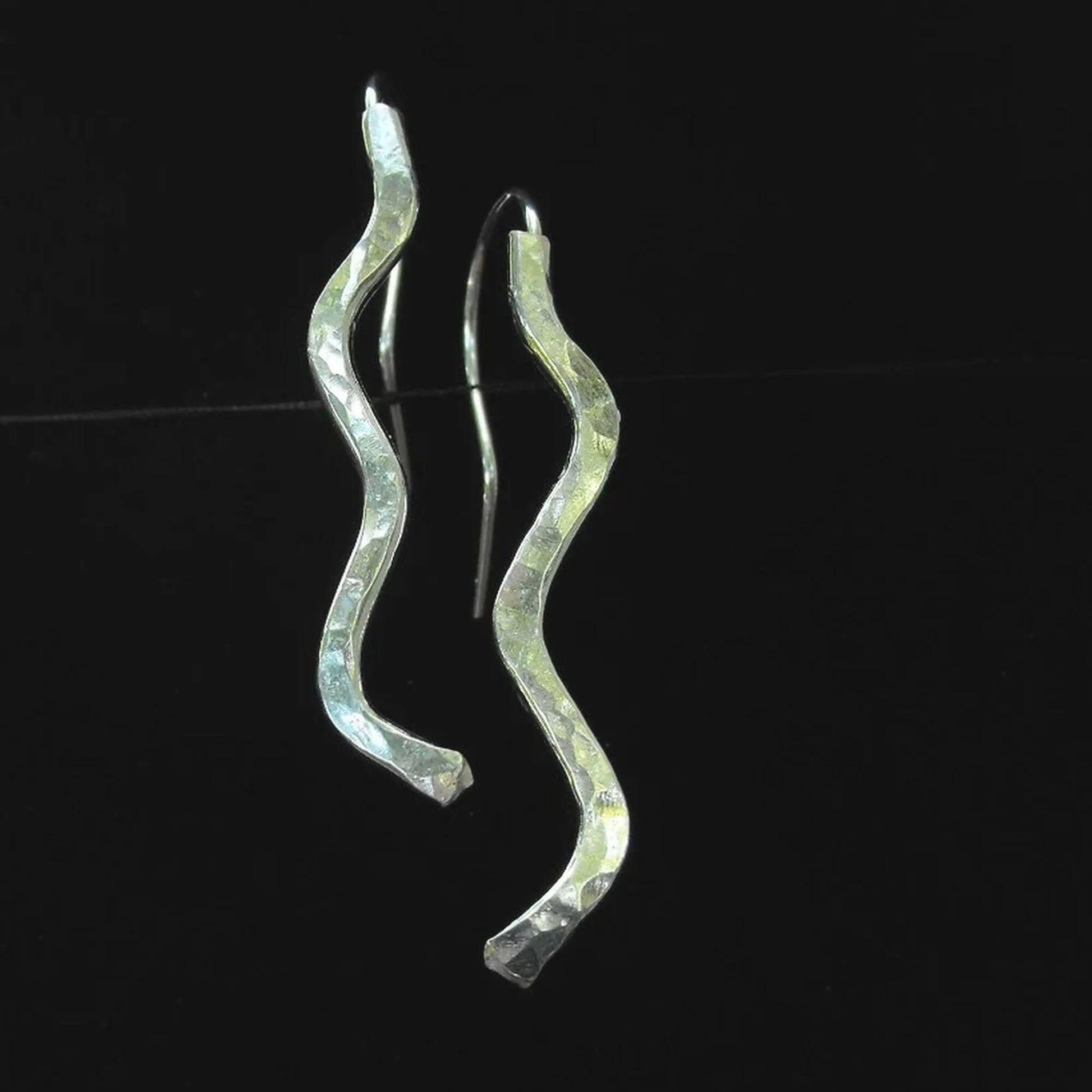Hammered Argentium Silver Wave Earrings, Hypoallergenic Boho Jewelry, Gift for Women