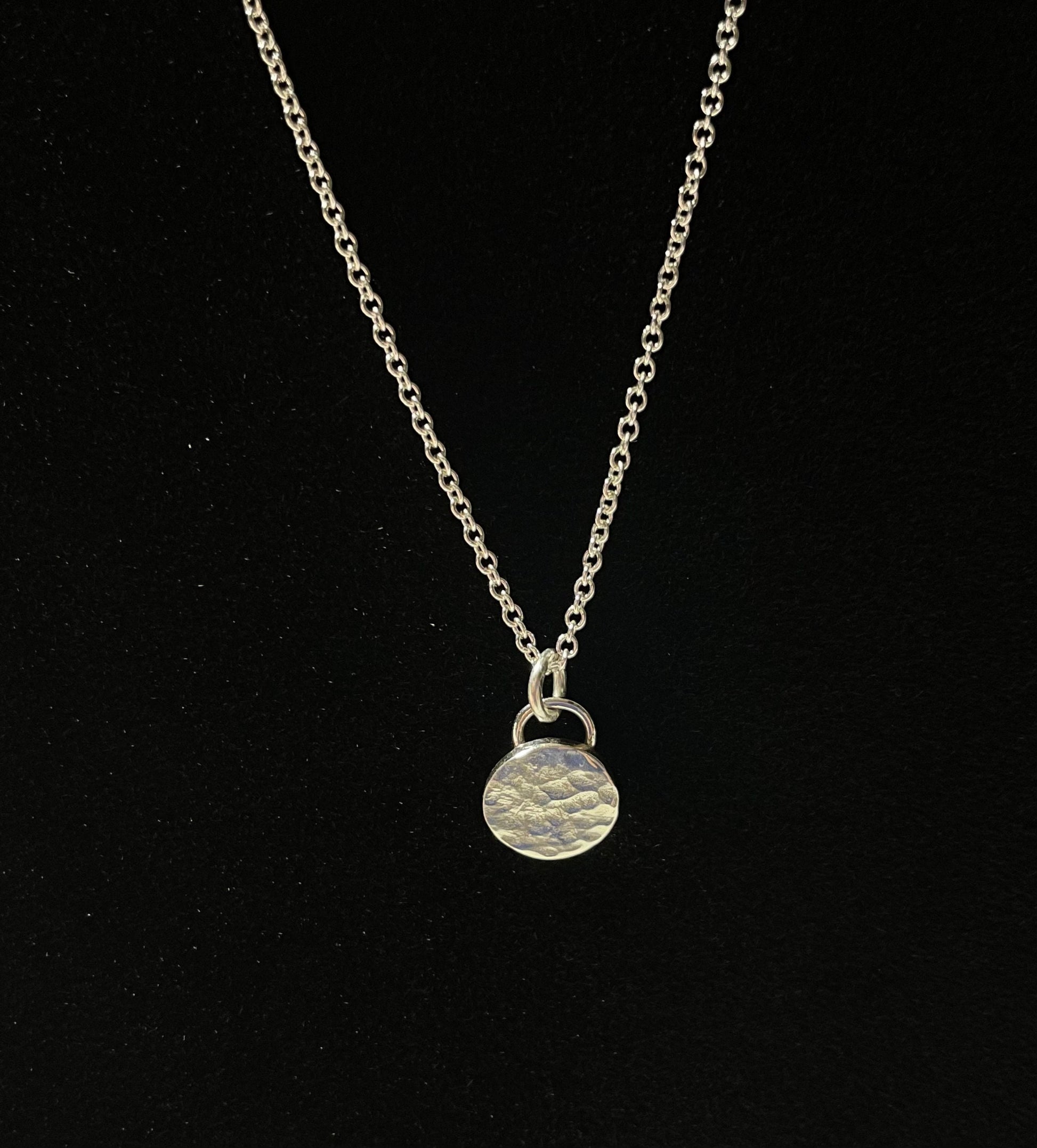 Hammered Argentium Silver Circle Necklace, Everyday Layering Jewelry, Tarnish Resistant, Eco Friendly Dainty Chain