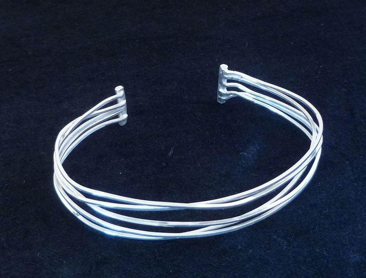 Argentium Silver Wire Cuff Bracelet, Stacked Look, Tarnish Resistant, Unisex Gift