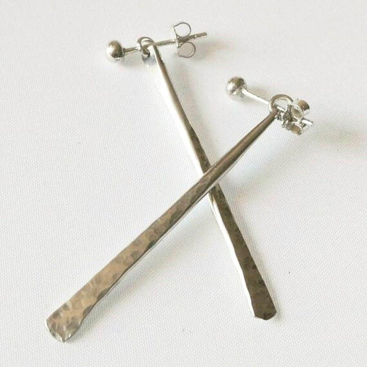 Hammered Argentium Silver Ear Jacket Earrings, Modern Boho, Hypoallergenic and Tarnish Resistant