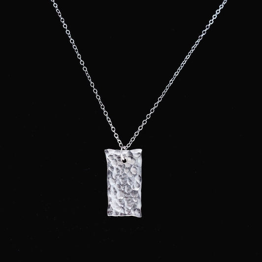 Handcrafted Argentium Silver Bar Necklace, Tarnish Resistant, Minimalist Pendant Jewelry