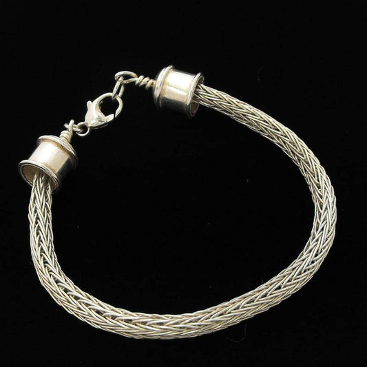 Viking Knit Argentium Silver Bracelet, Handwoven Wire, Unisex Artisan Jewelry