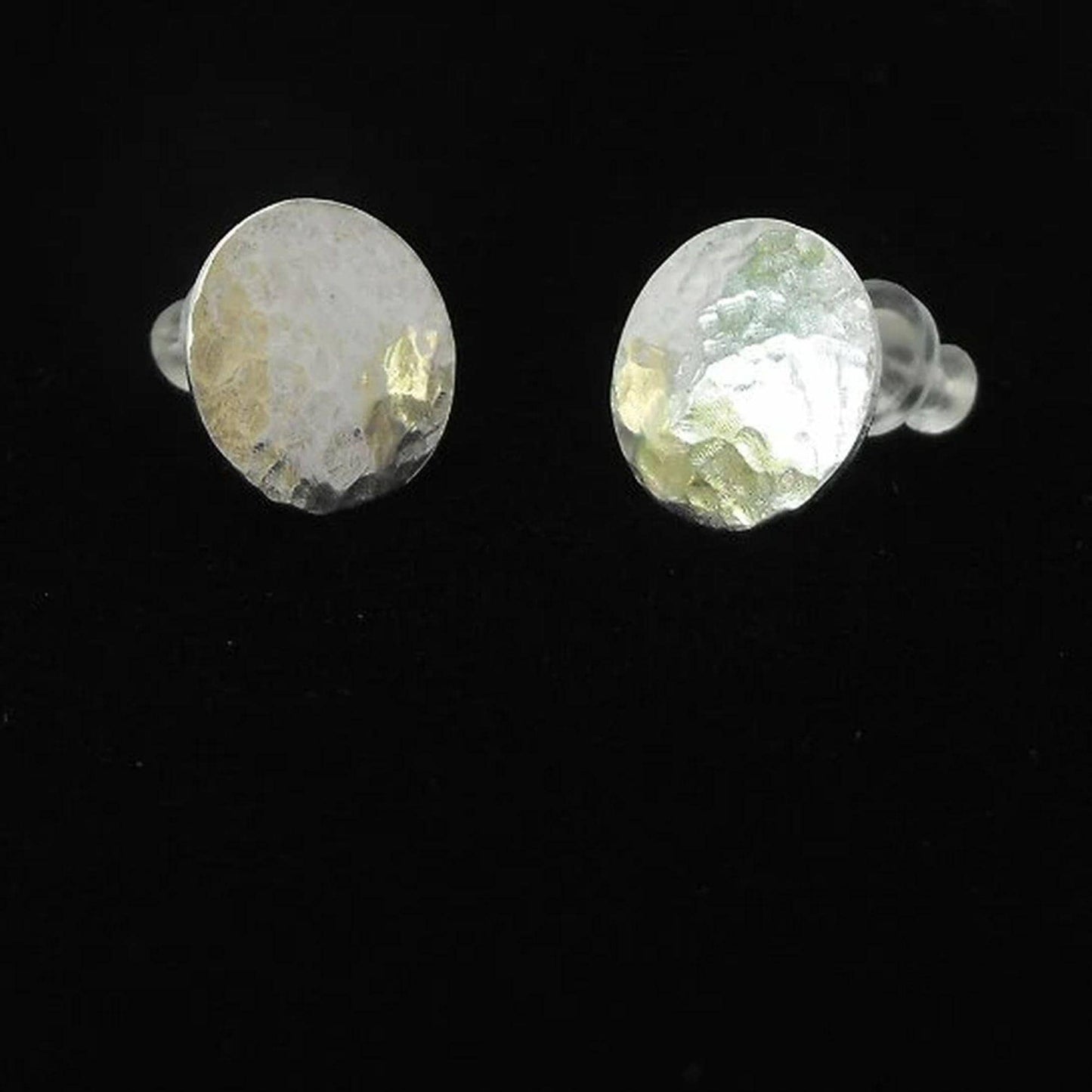 Hammered Argentium Silver Round Stud Earrings for Women, Hypoallergenic Sensitive Skin