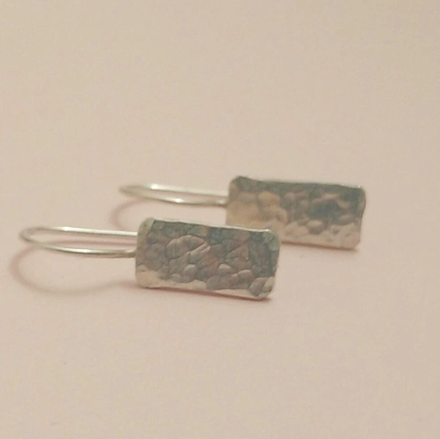 Handcrafted Argentium Silver Hammered Drop Earrings, Hypoallergenic Dangle Jewelry