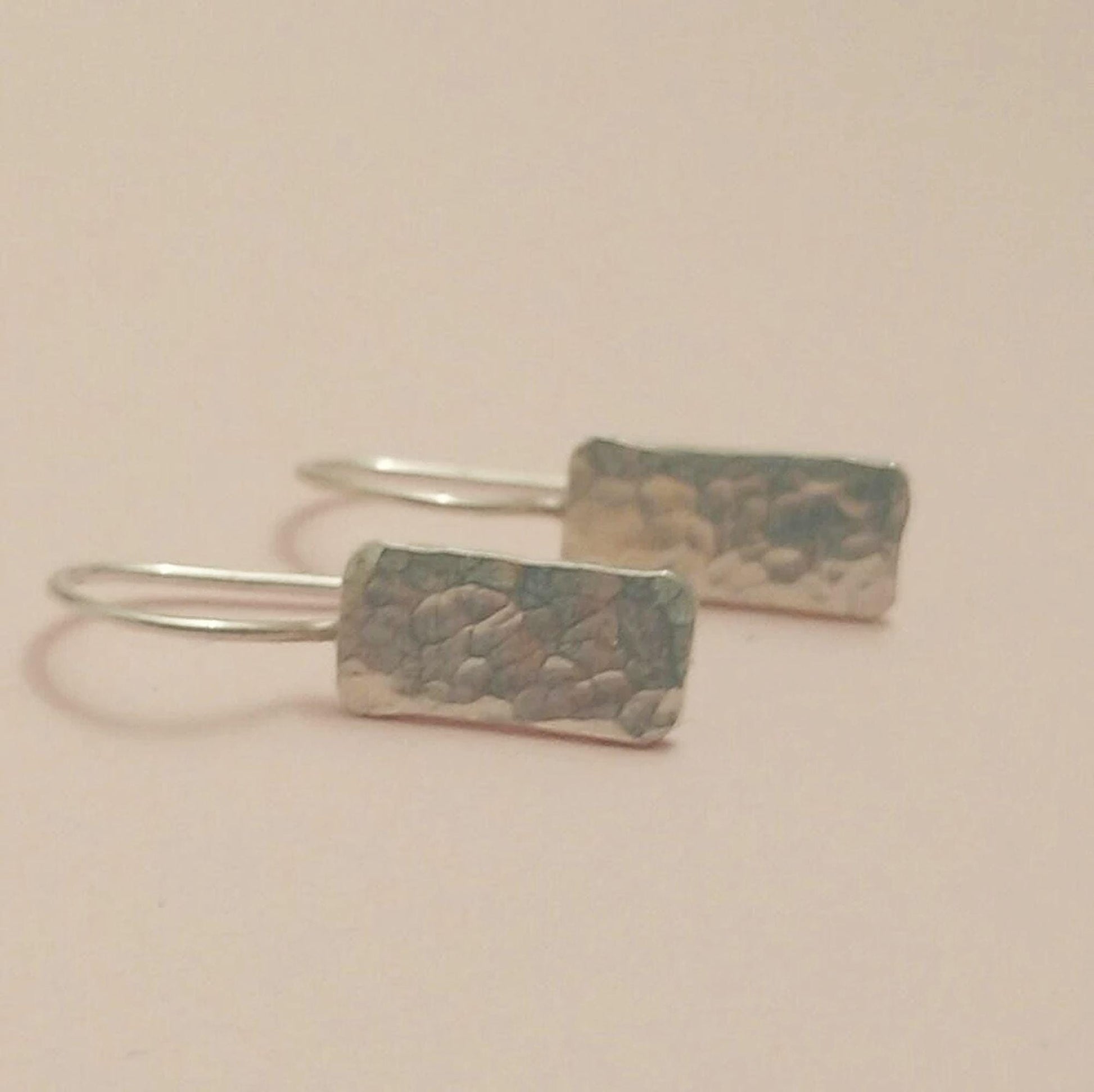 Handcrafted Argentium Silver Hammered Drop Earrings, Hypoallergenic Dangle Jewelry