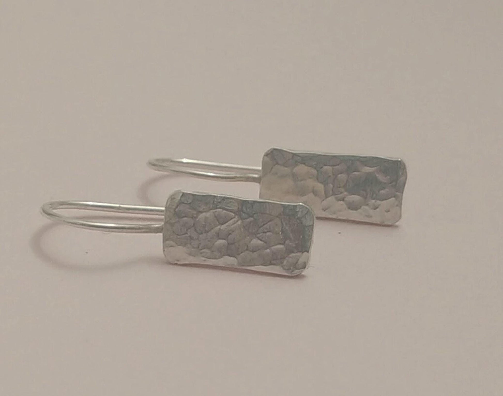 Handcrafted Argentium Silver Hammered Drop Earrings, Hypoallergenic Dangle Jewelry