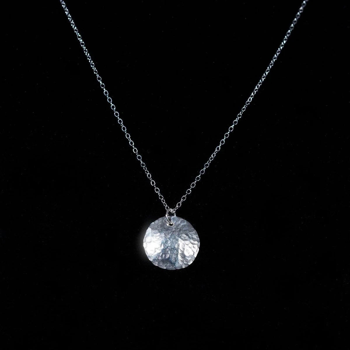 Hammered Argentium Silver Disc Necklace, Minimalist Layering Jewelry, Tarnish Resistant, Eco Friendly