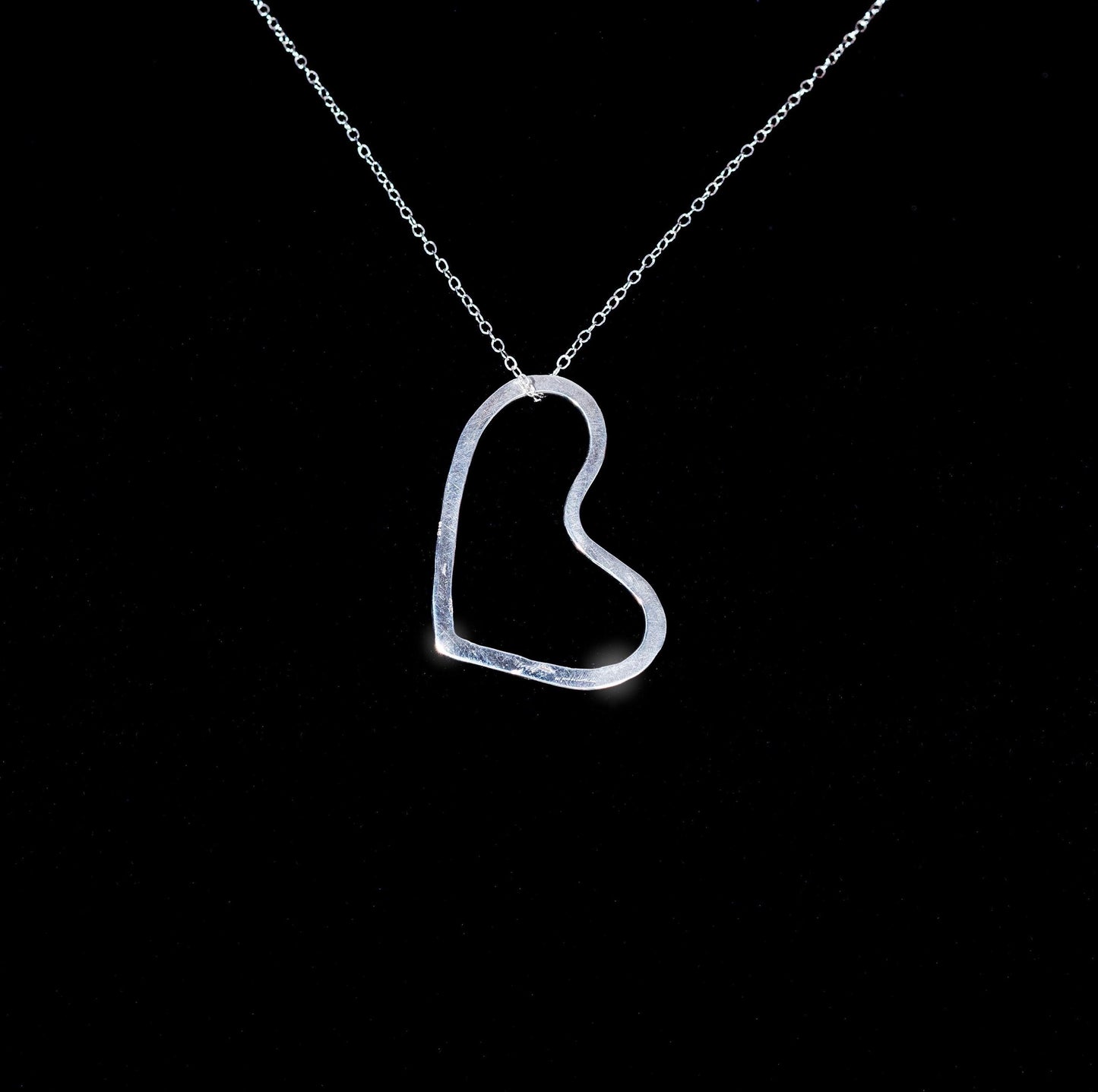 Argentium Silver Chunky Heart Necklace, Modern Tarnish Resistant Jewelry Gift for Women