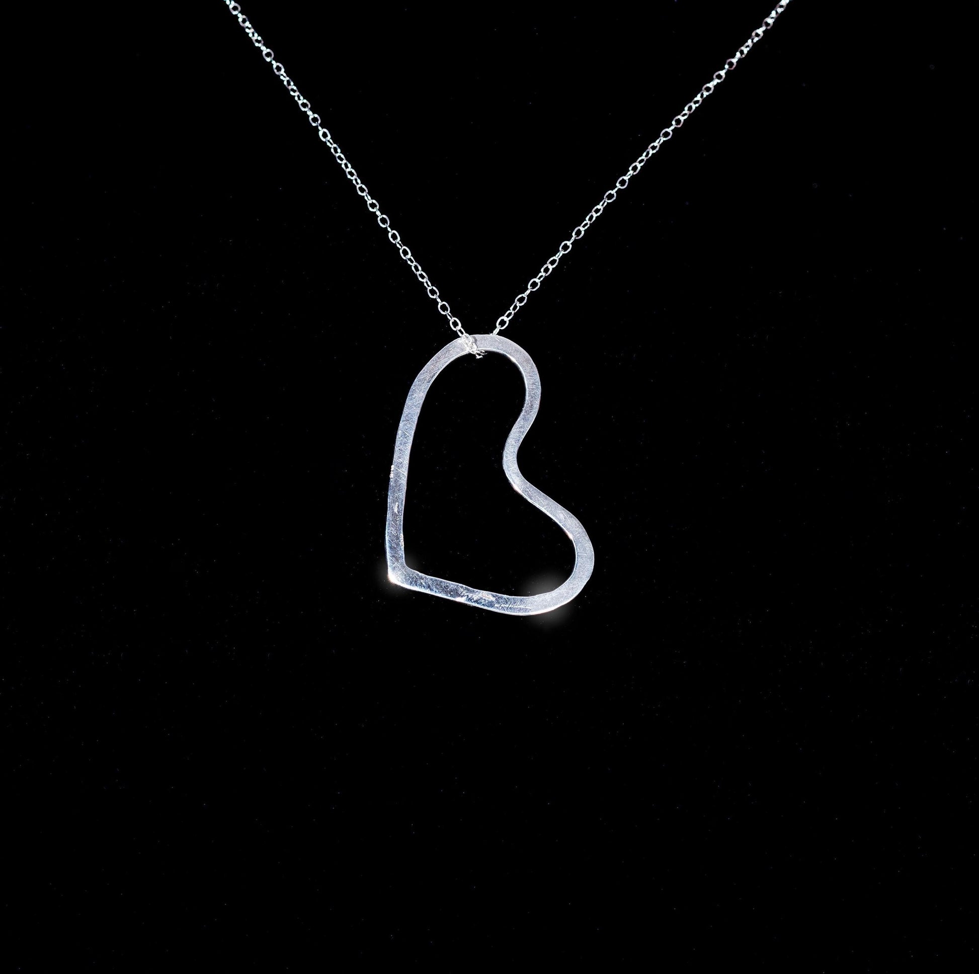 Argentium Silver Chunky Heart Necklace, Modern Tarnish Resistant Jewelry Gift for Women