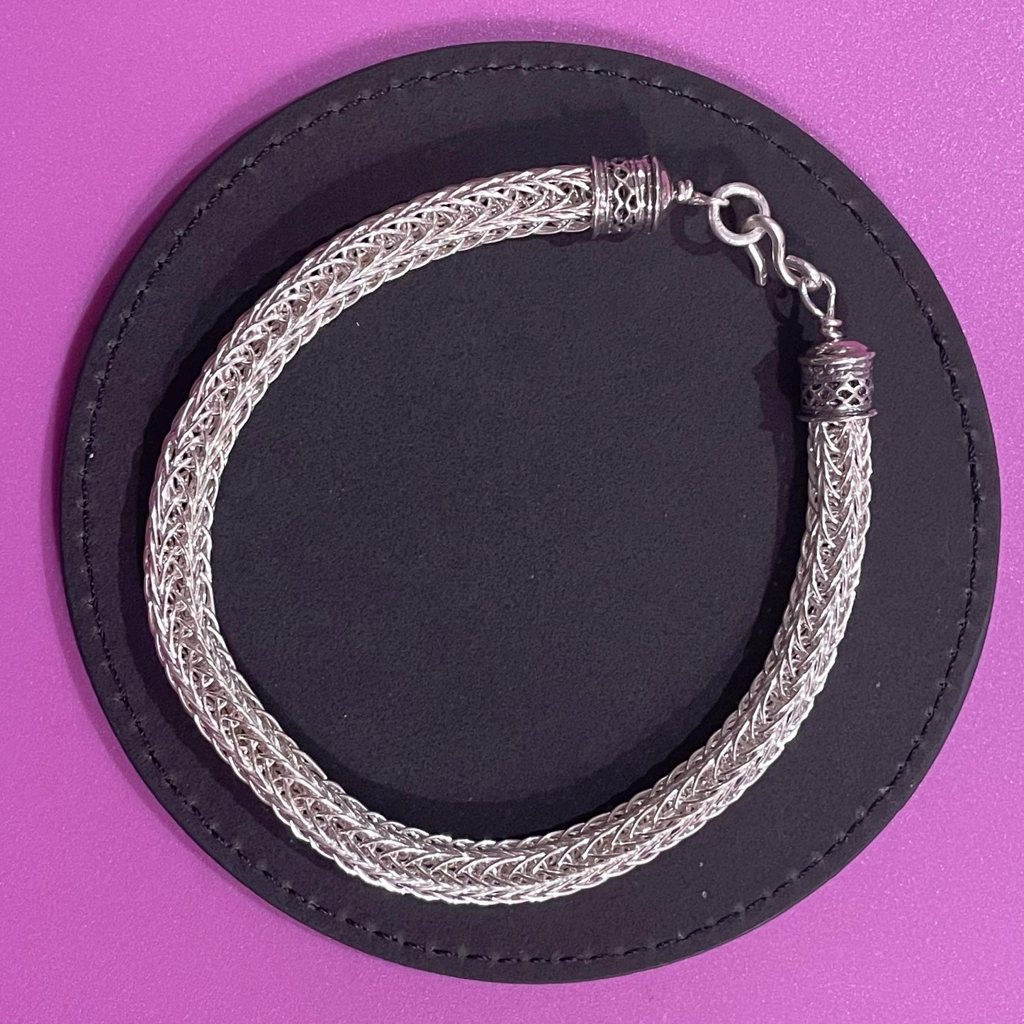 Viking Knit Argentium Silver Bracelet, Handwoven Wire, Unisex Artisan Jewelry