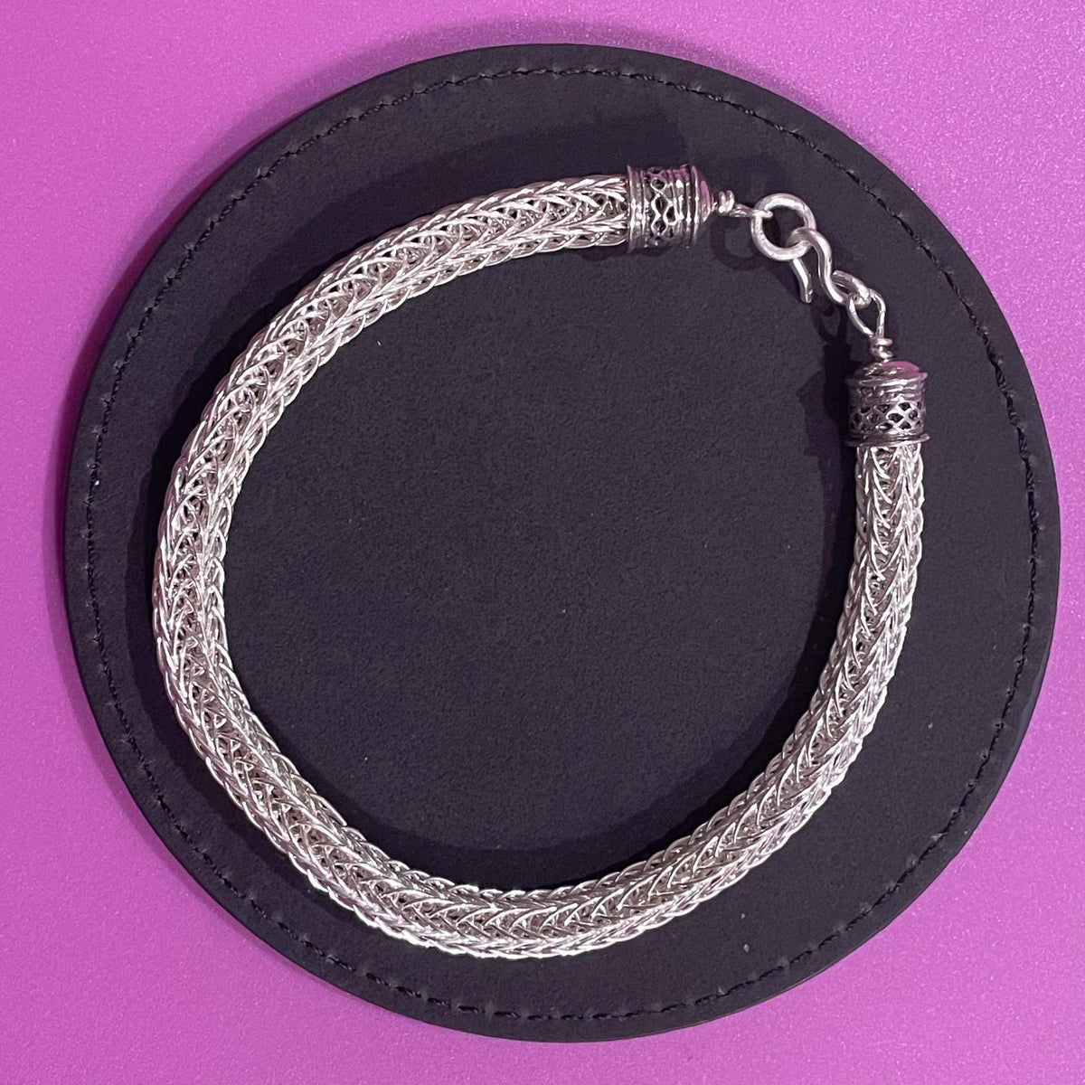 Viking Knit Argentium Silver Bracelet, Handwoven Wire, Unisex Artisan Jewelry