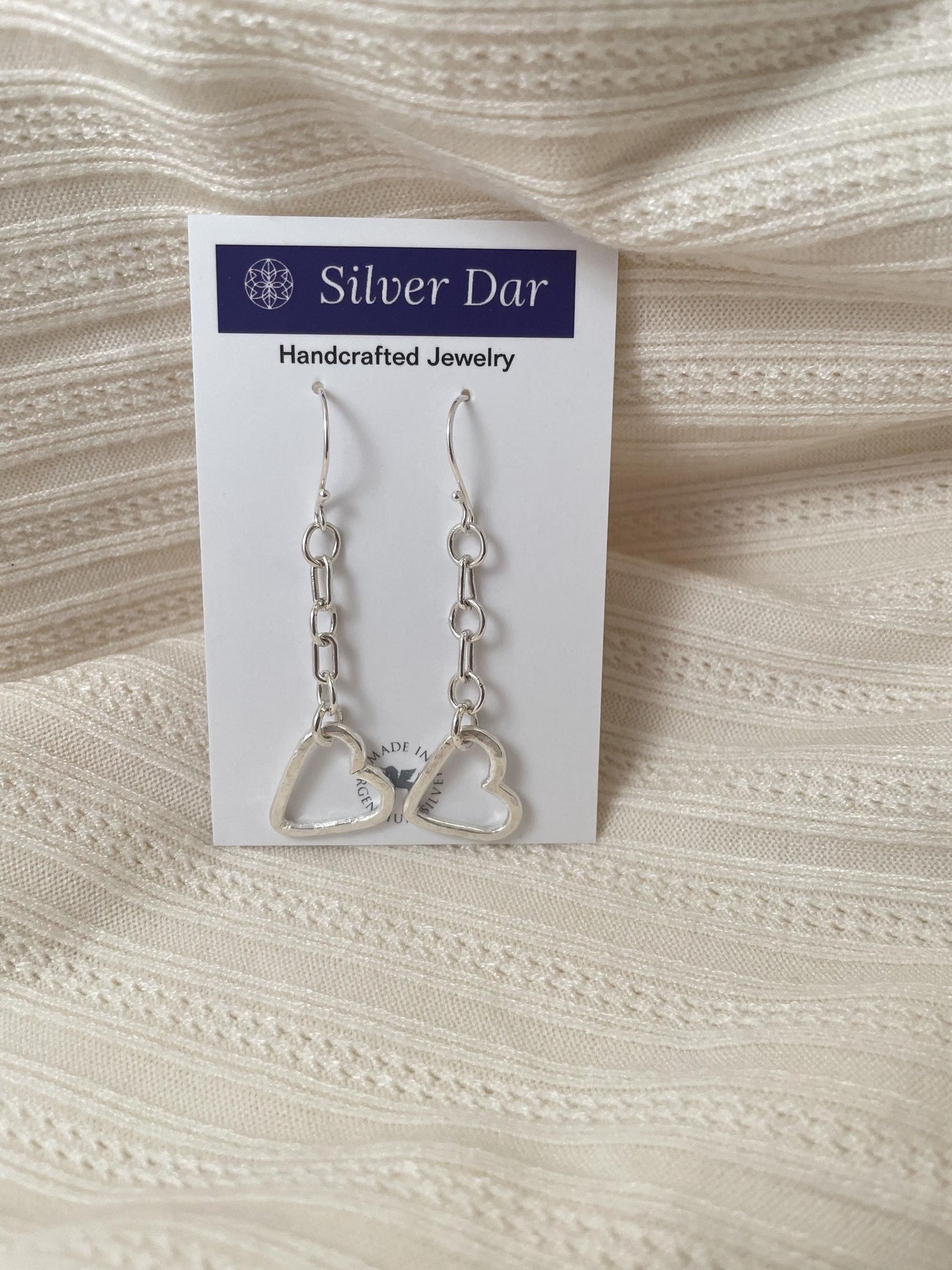 Handmade Hammered Argentium Silver Heart Earrings, Minimalist Everyday Jewelry