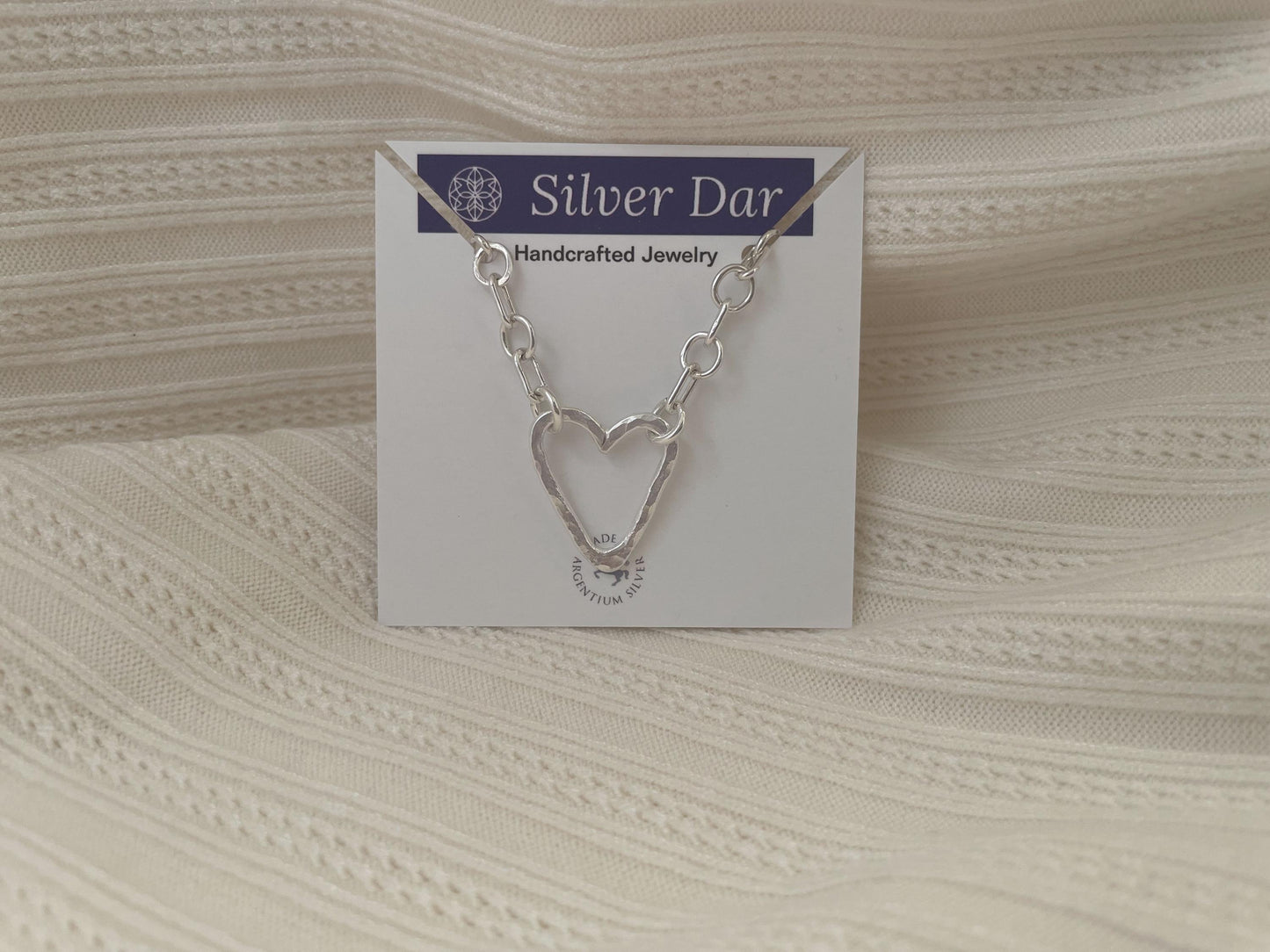 Handcrafted Argentium Silver Heart Bracelet, Hammered Texture, Artisan Jewelry