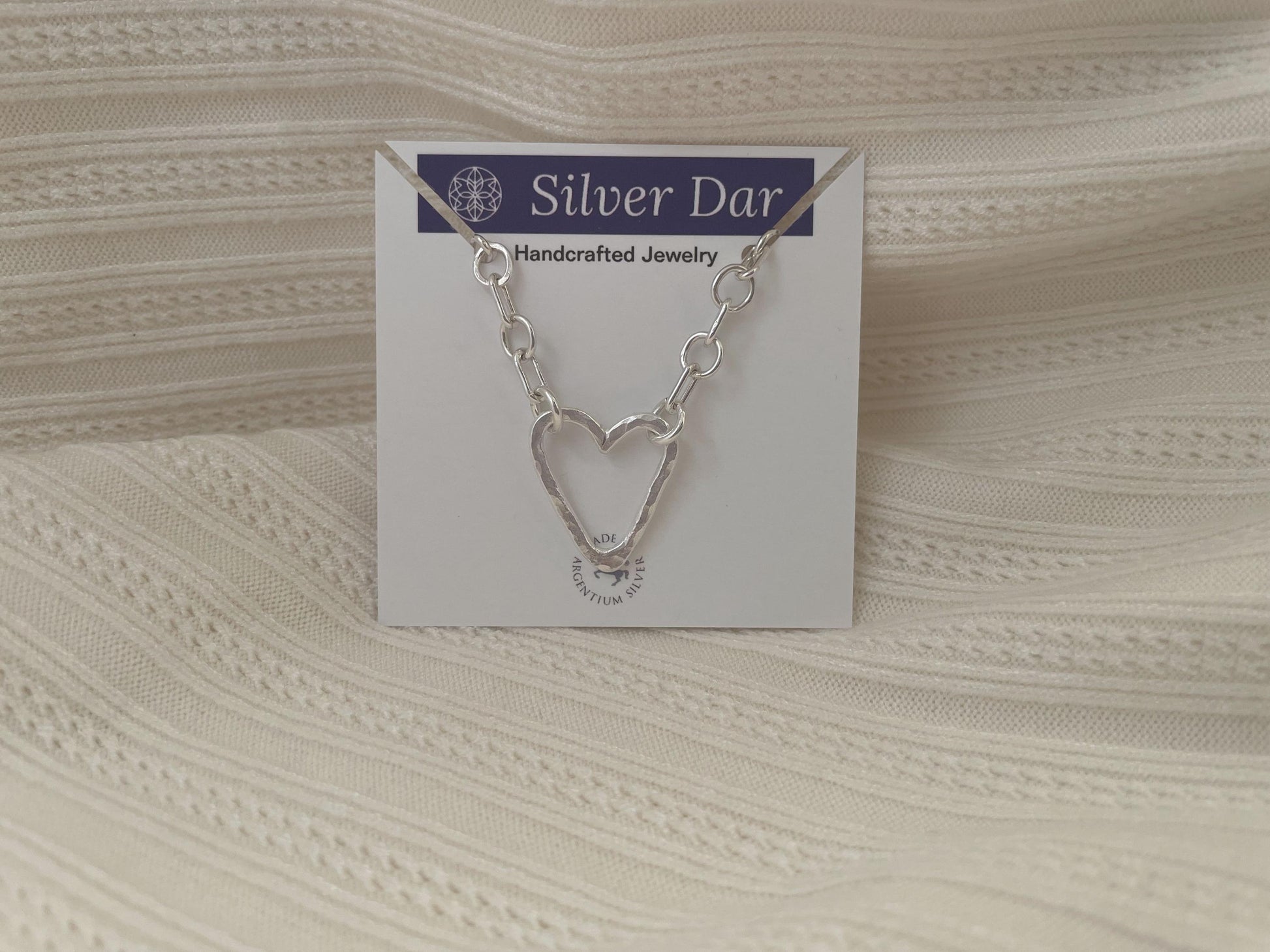 Handcrafted Argentium Silver Heart Bracelet, Hammered Texture, Artisan Jewelry