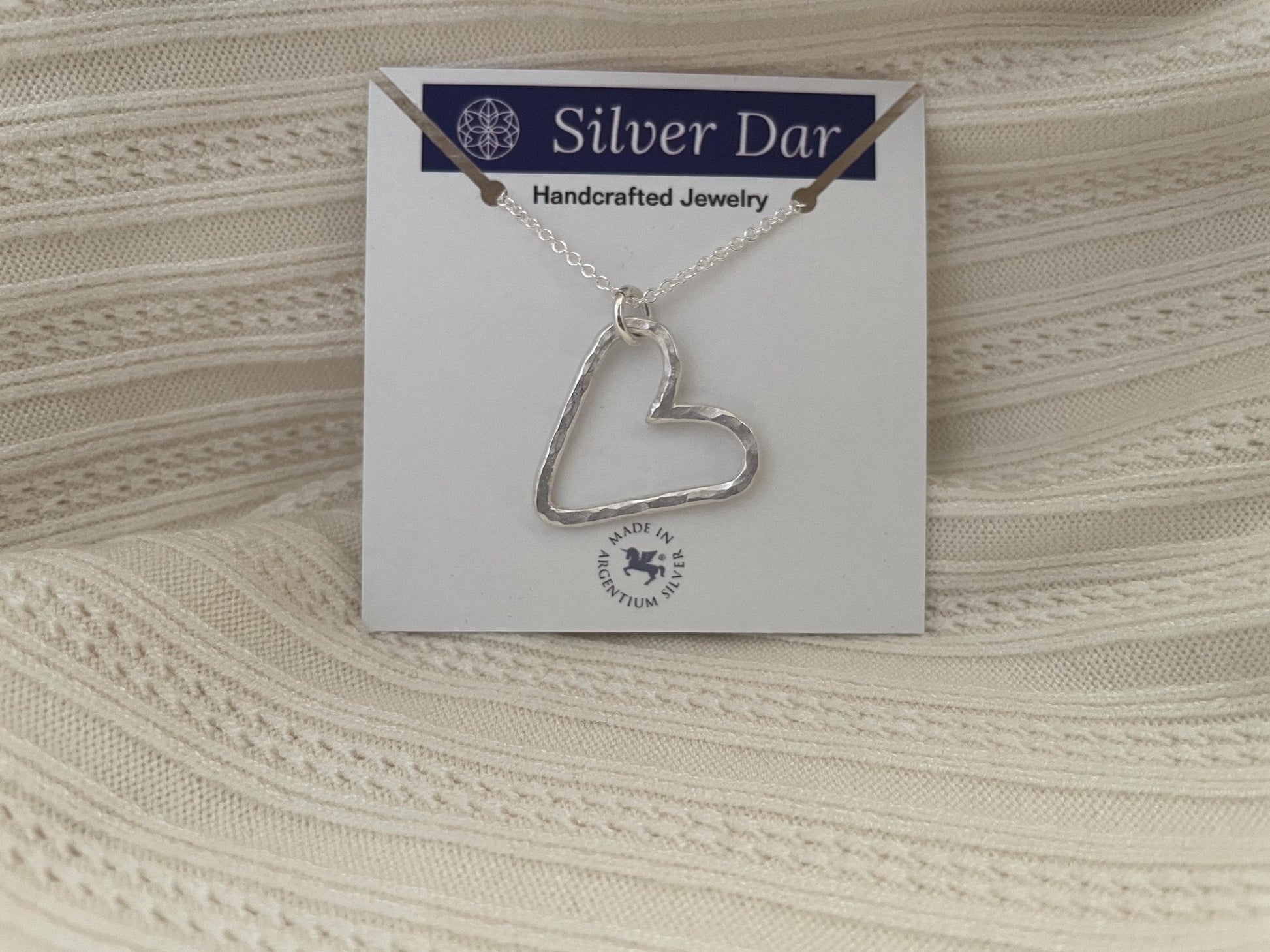 Handcrafted Argentium Silver Heart Necklace, Tarnish Resistant and Eco Friendly Gifts for Women