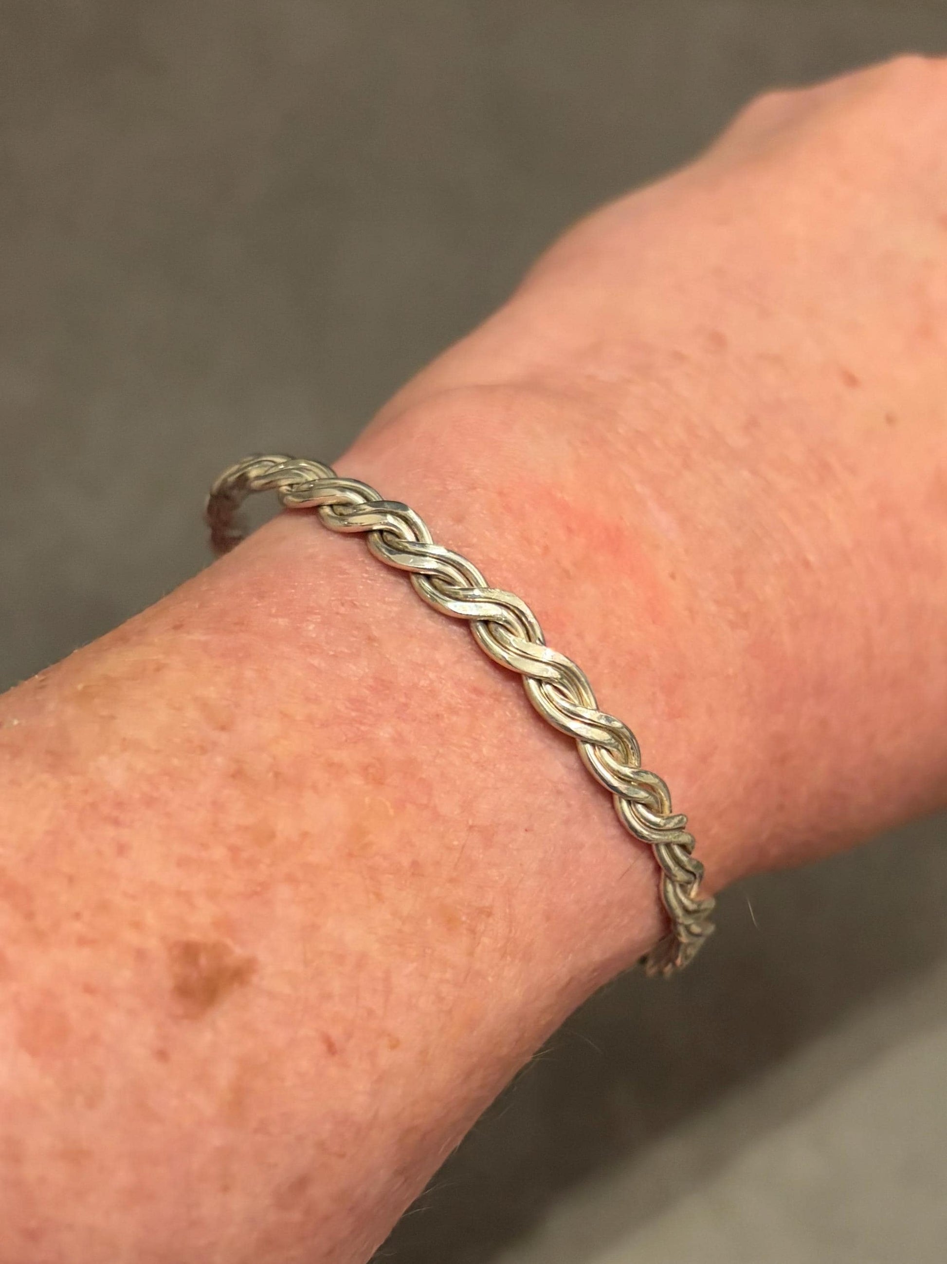 Argentium Silver Braided Cuff Bracelet, Modern Tarnish Resistant Jewelry