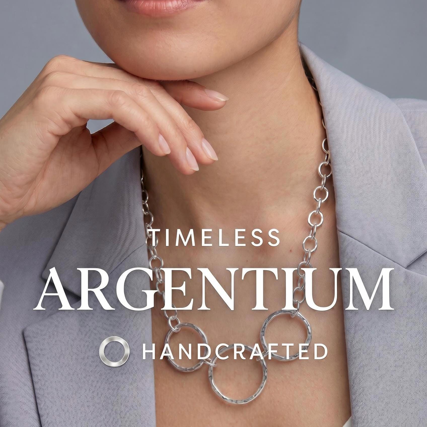 Handcrafted Argentium Silver Chunky Chain Necklace, Tarnish Resistant Eco Jewelry