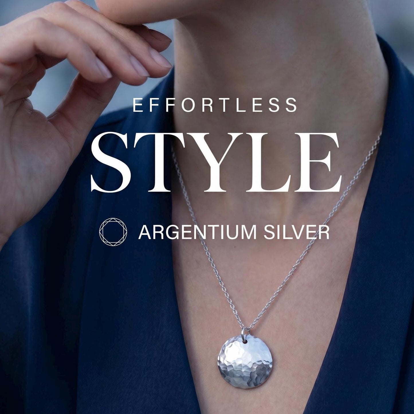 Hammered Argentium Silver Disc Necklace, Modern Everyday Layering Jewelry, Tarnish Resistant, Eco Friendly