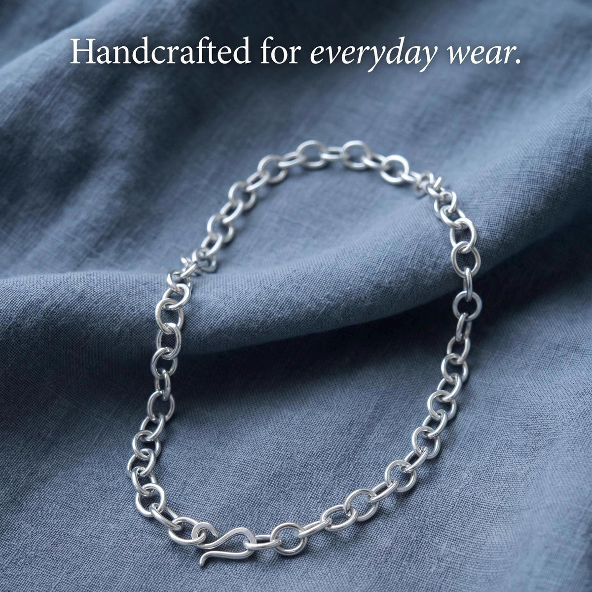 Handcrafted Argentium Silver Chain Link Bracelet, Tarnish Resistant Daily Wear