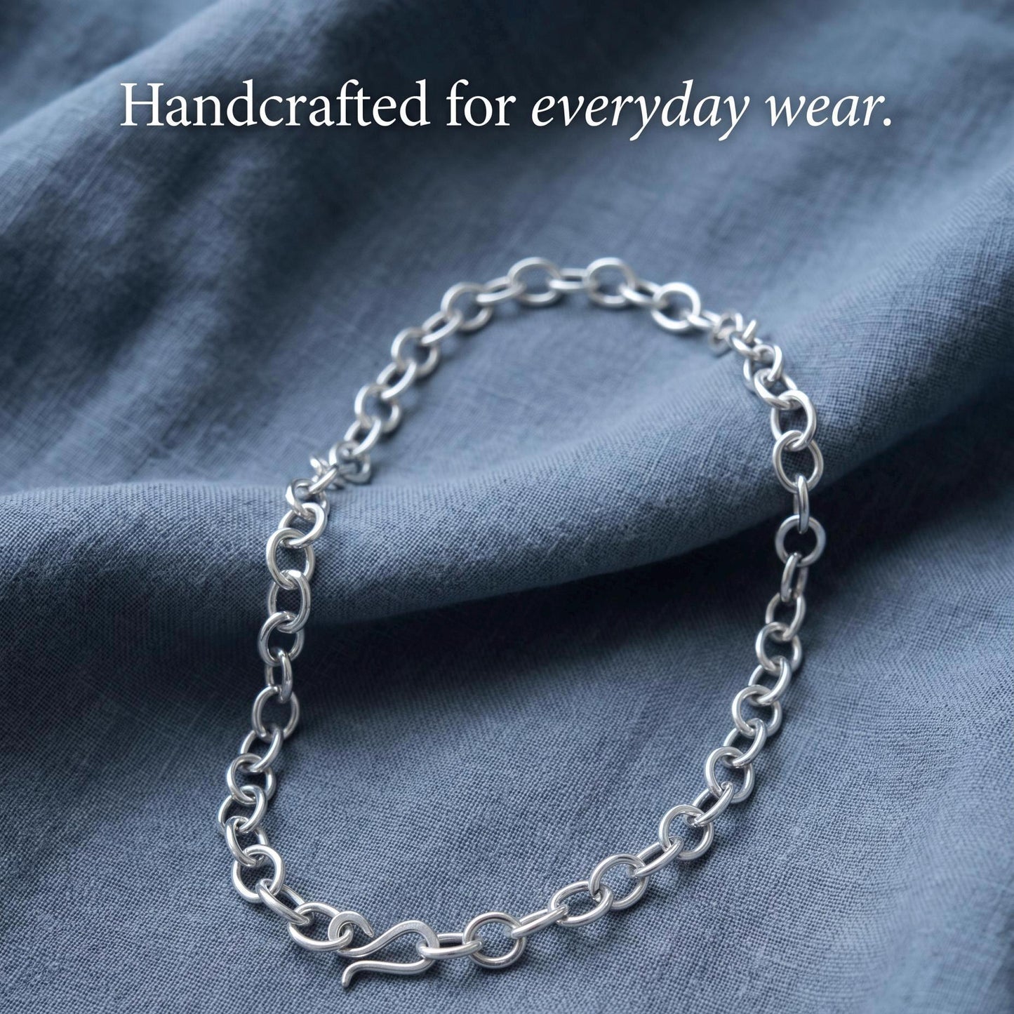Handcrafted Argentium Silver Chain Bracelet, Hypoallergenic Tarnish Resistant Jewelry