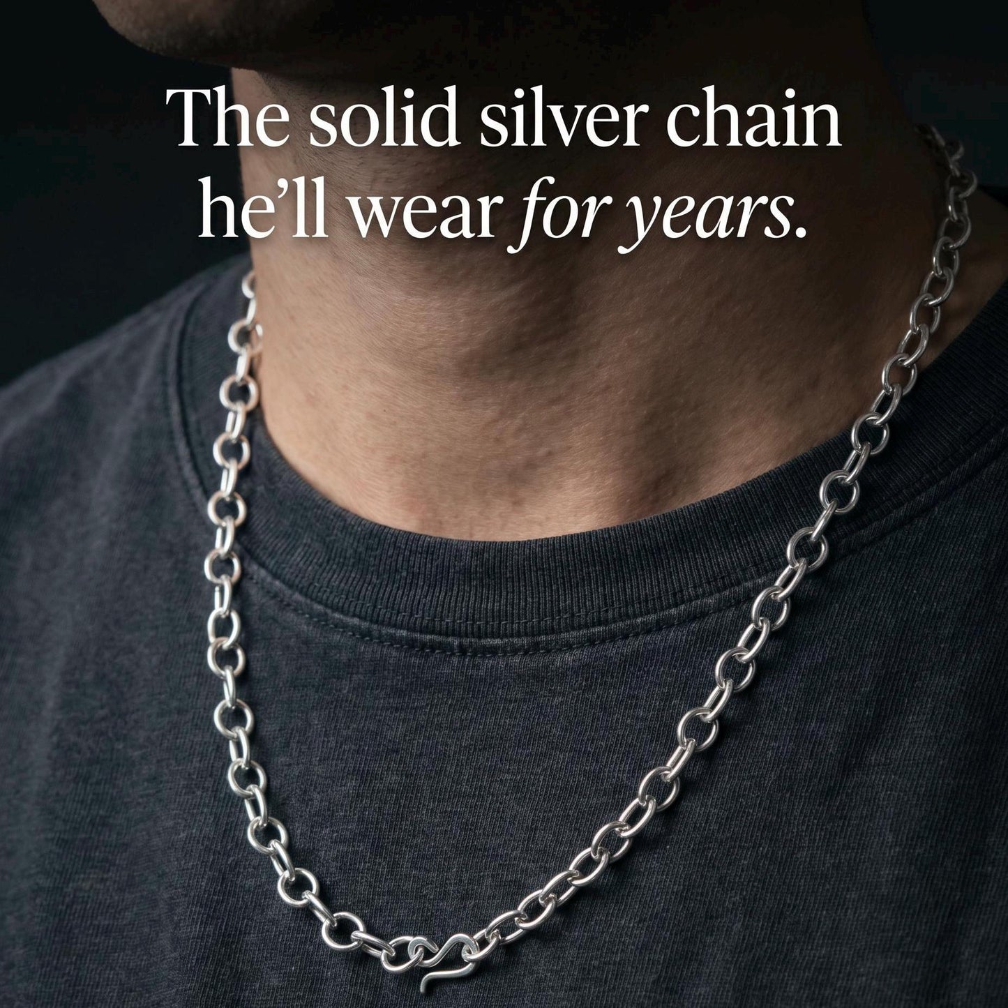 Handcrafted Argentium Silver Chain Necklace, Men's Modern Jewelry, Tarnish Resistant, Hypoallergenic