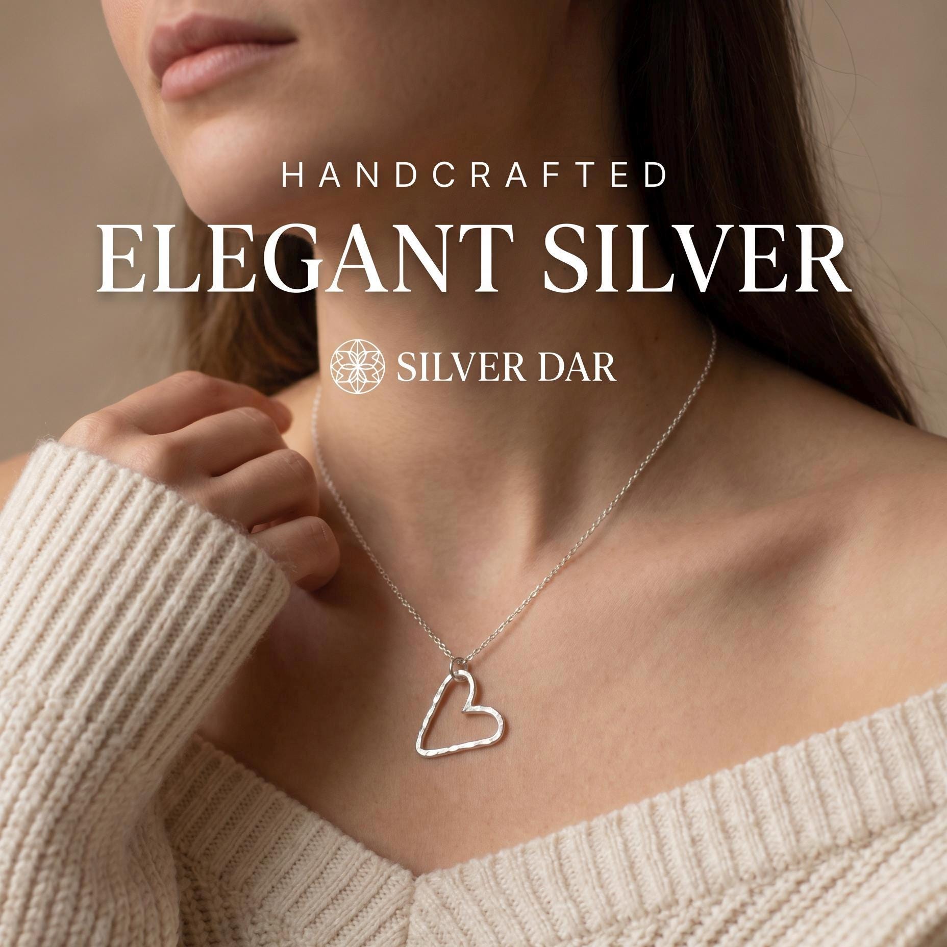 Handcrafted Argentium Silver Heart Necklace, Tarnish Resistant and Eco Friendly Gifts for Women