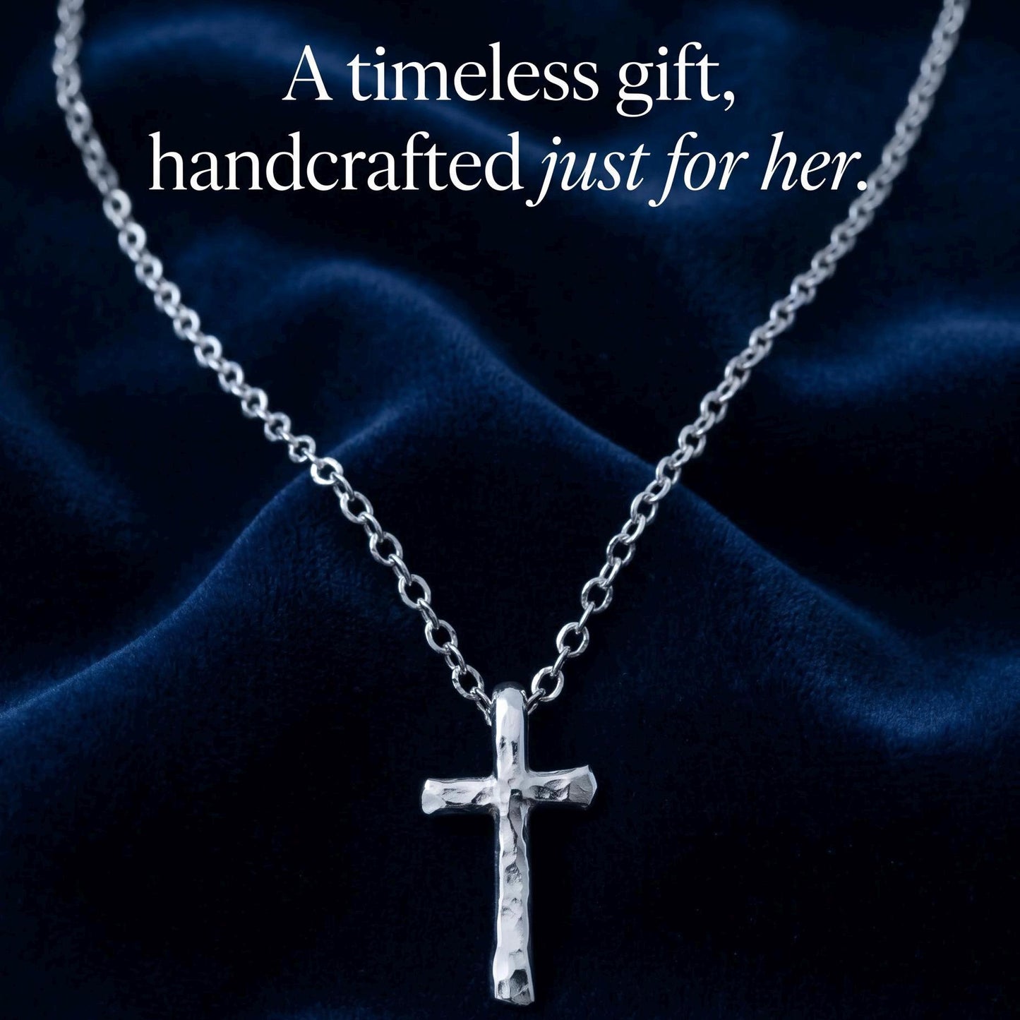 Handcrafted Argentium Silver Cross Necklace, Modern Christian Silver Jewelry Gifts For Women