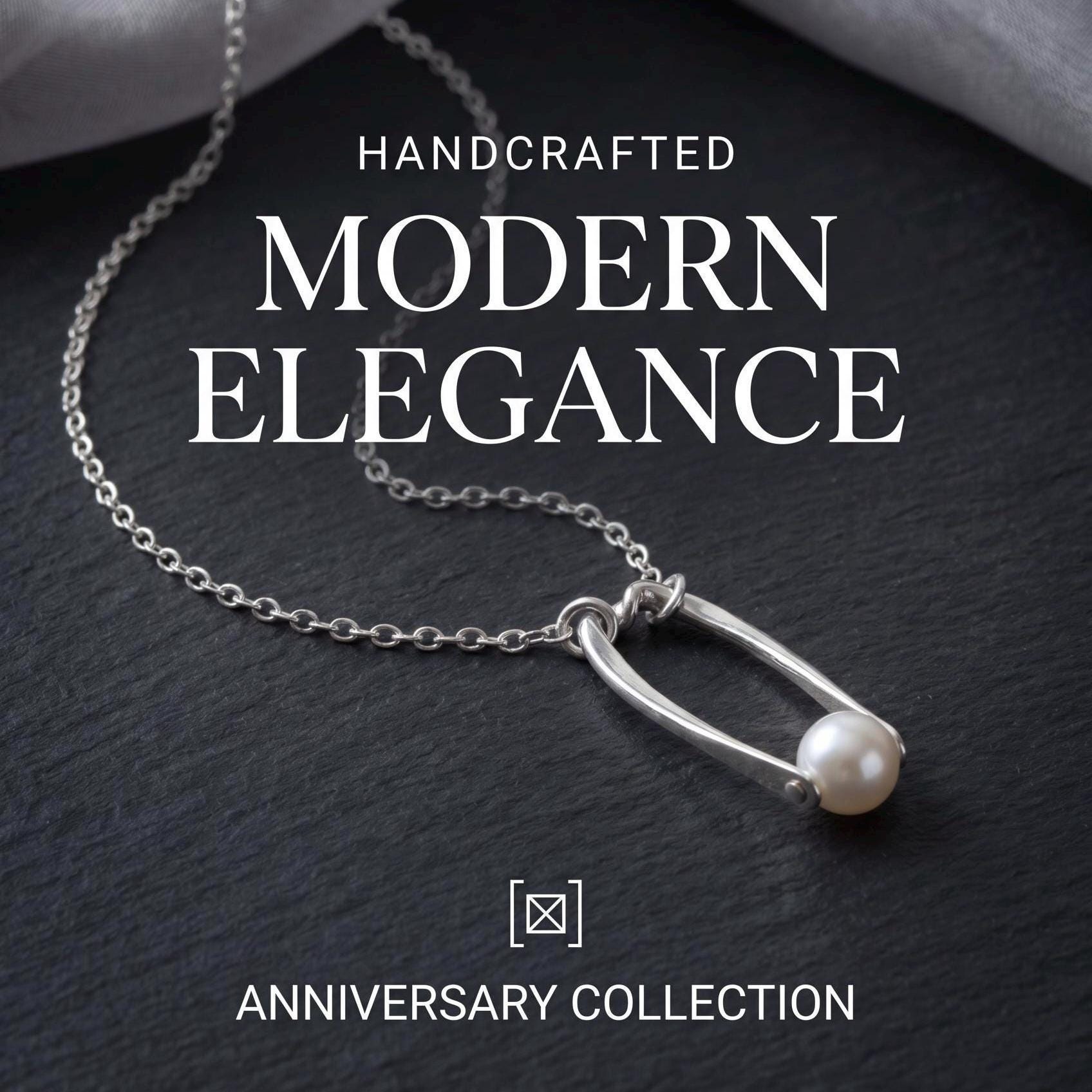 Handcrafted Argentium Silver Cultured Pearl Pendant Necklace, Modern Anniversary Gift