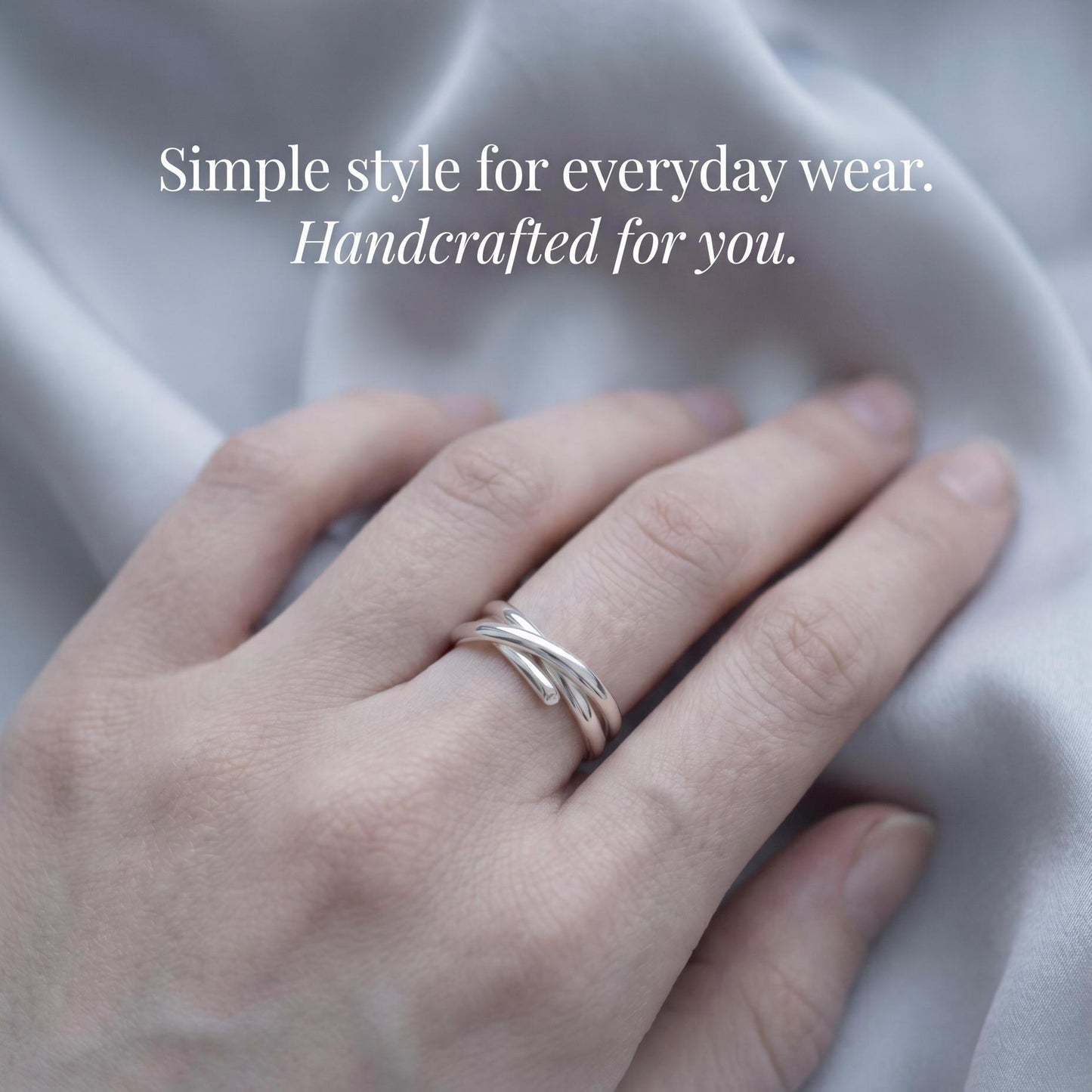 Argentium Silver Stacking Wrap Ring, Hypoallergenic Tarnish Resistant Everyday Thumb Ring