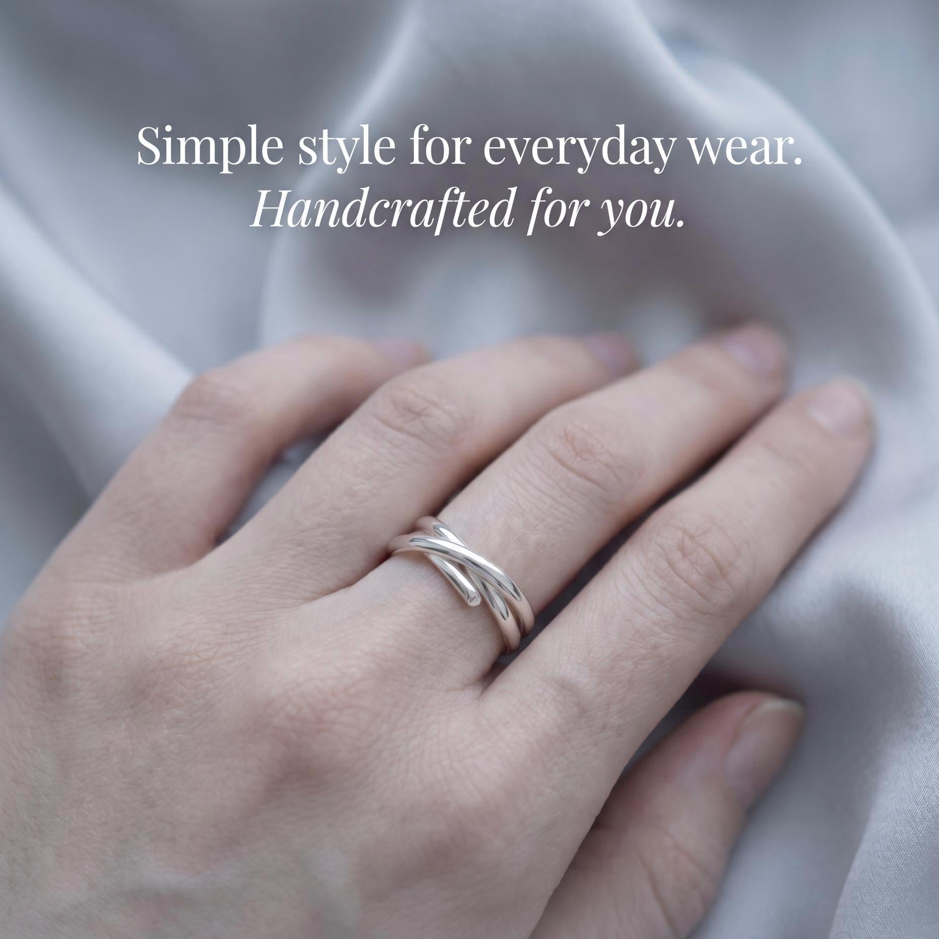 Argentium Silver Stacking Wrap Ring, Hypoallergenic Tarnish Resistant Everyday Thumb Ring