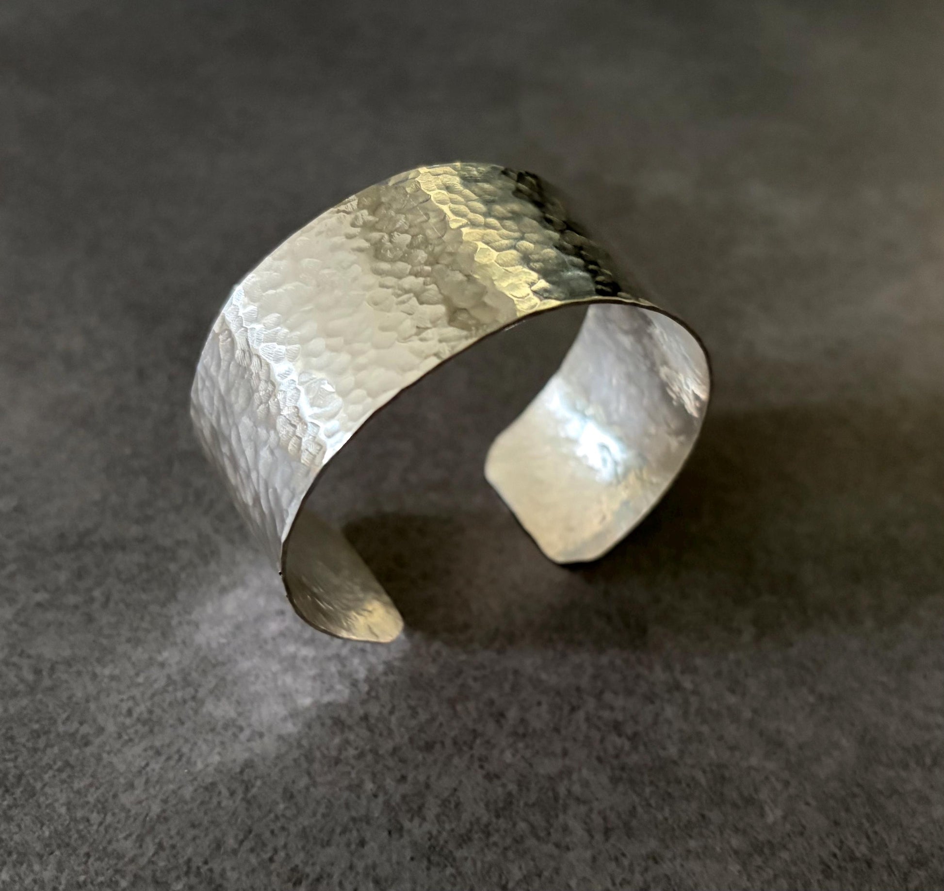 Handcrafted Argentium Silver Cuff Bracelet, Tarnish Resistant and Hypoallergenic Modern Silver Unisex Jewelry Gift