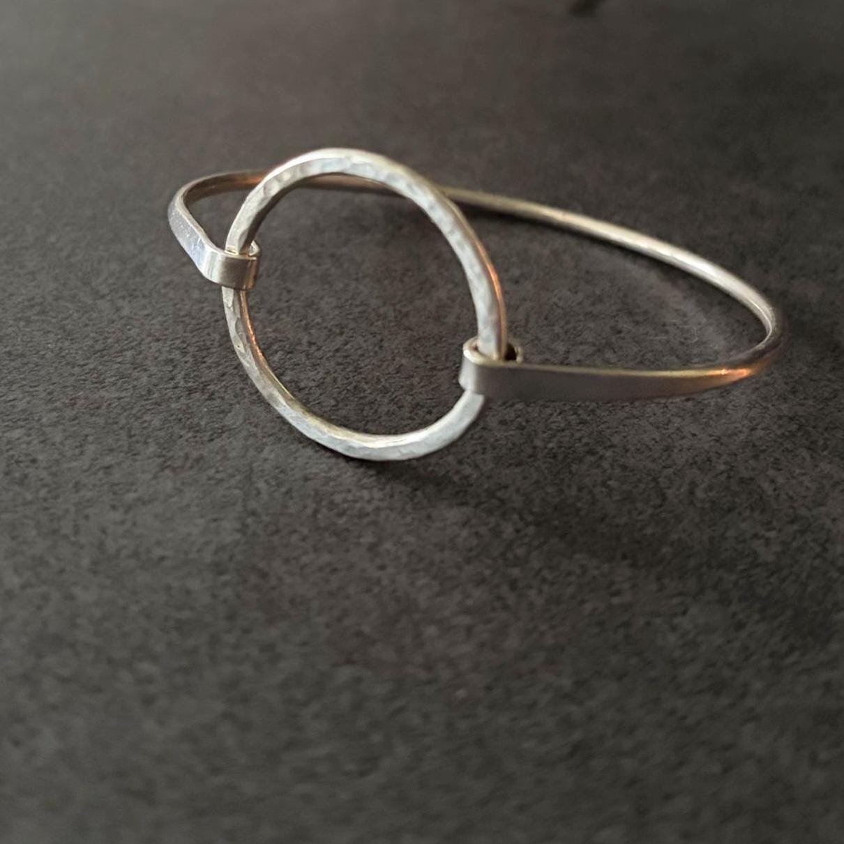 Handcrafted Argentium Silver Hinged Bangle Bracelet, Modern Tarnish Resistant Jewelry