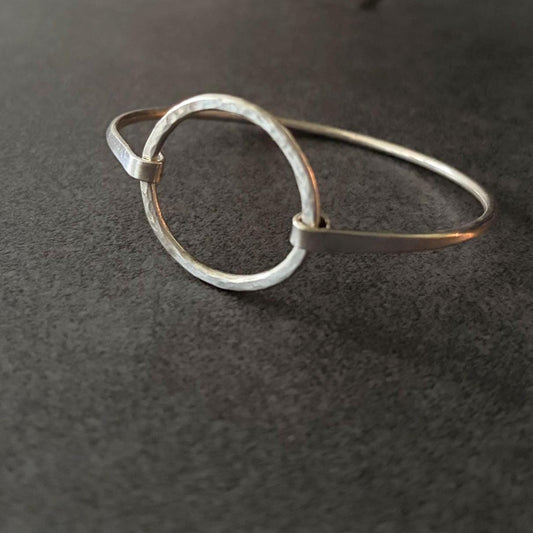 Handcrafted Argentium Silver Hinged Bangle Bracelet, Modern Tarnish Resistant Jewelry