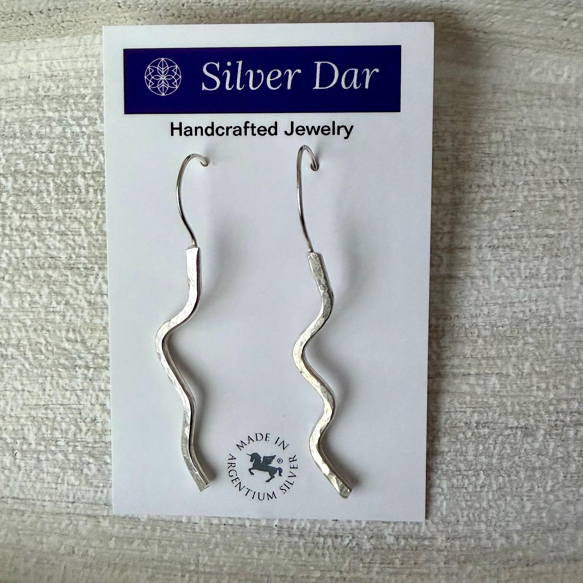Hammered Argentium Silver Wave Earrings, Modern Hypoallergenic and Tarnish Resistant Jewelry