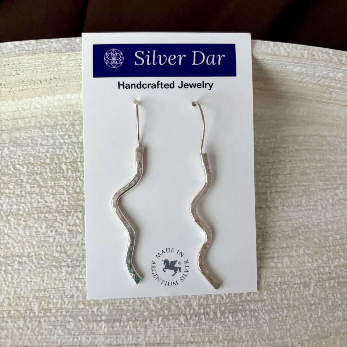 Hammered Argentium Silver Wave Earrings, Modern Hypoallergenic and Tarnish Resistant Jewelry