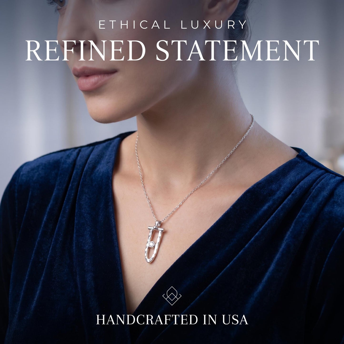 Handcrafted Argentium Silver Moissanite Necklace, Diamond Alternative Jewelry, Tarnish Resistant and Eco Friendly
