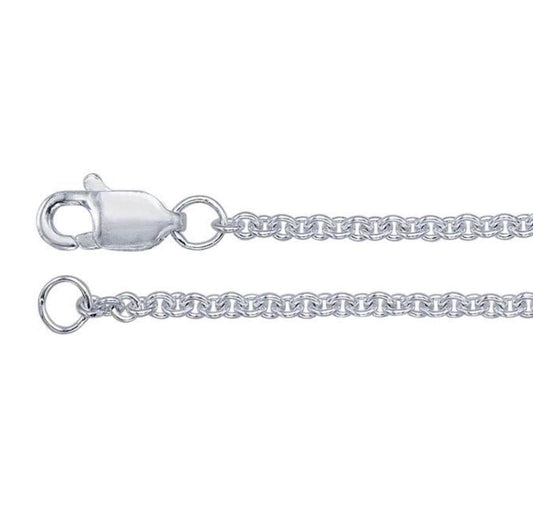 18 Inch Argentium Silver Cable Chain Necklace, Tarnish Resistant, Hypoallergenic Pendant Chain