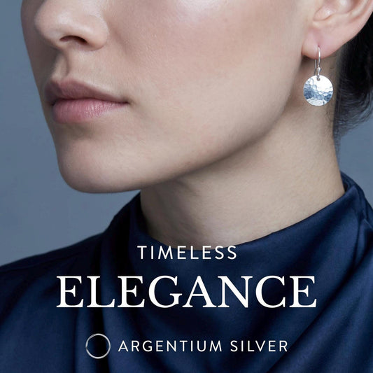 Hammered Argentium Silver Disc Earrings, Hypoallergenic, Eco Friendly Modern Jewelry