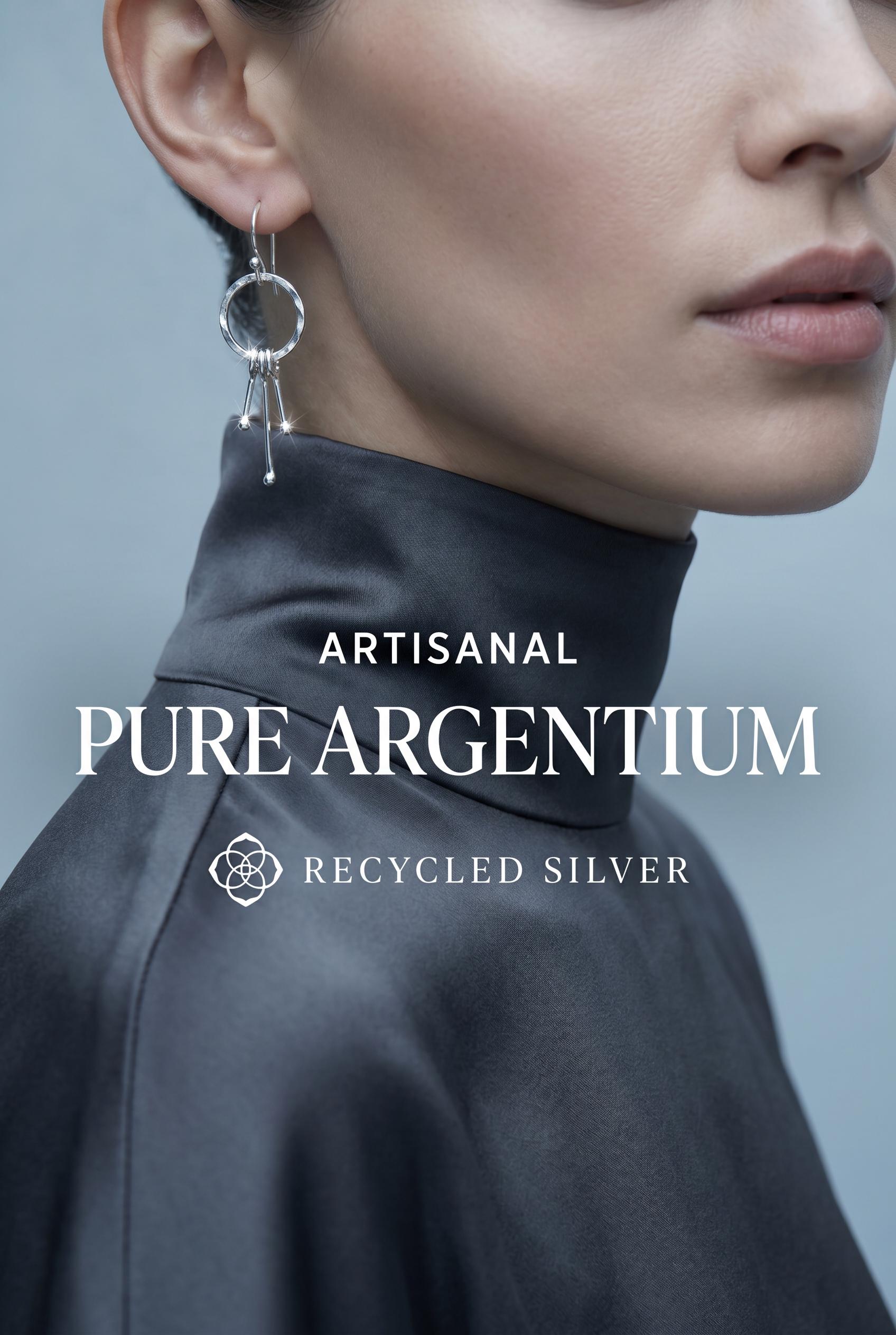 Hammered Argentium Silver Hoop Earrings, Modern Tarnish Resistant Jewelry