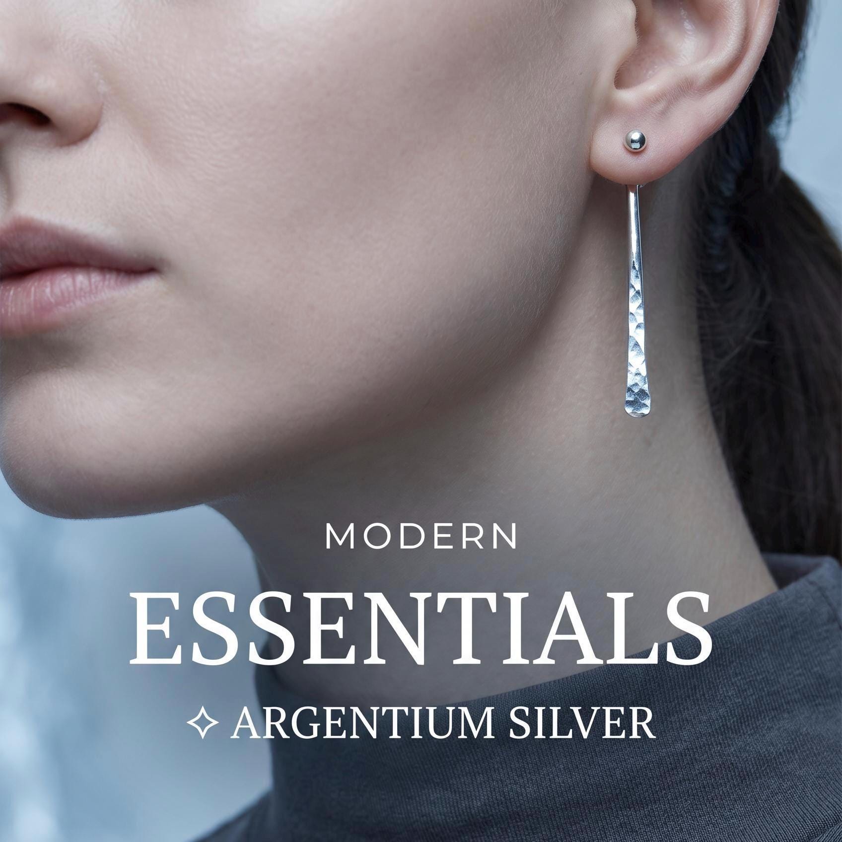 Handcrafted Argentium Silver Ear Jackets, Hammered Texture, Hypoallergenic Tarnish Resistant Earrings